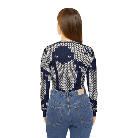 Cozy Penguin Long Sleeve V-Neck Shirt for Women