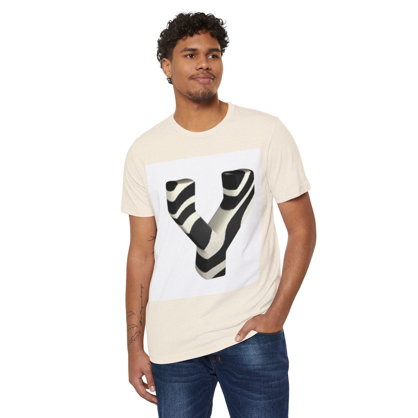 Eco-Friendly Unisex T-Shirt with Bold Zebra 'Y' Design