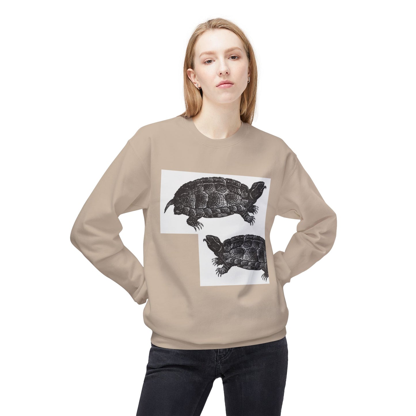 Vintage Turtle Graphic Fleece Crewneck Sweatshirt