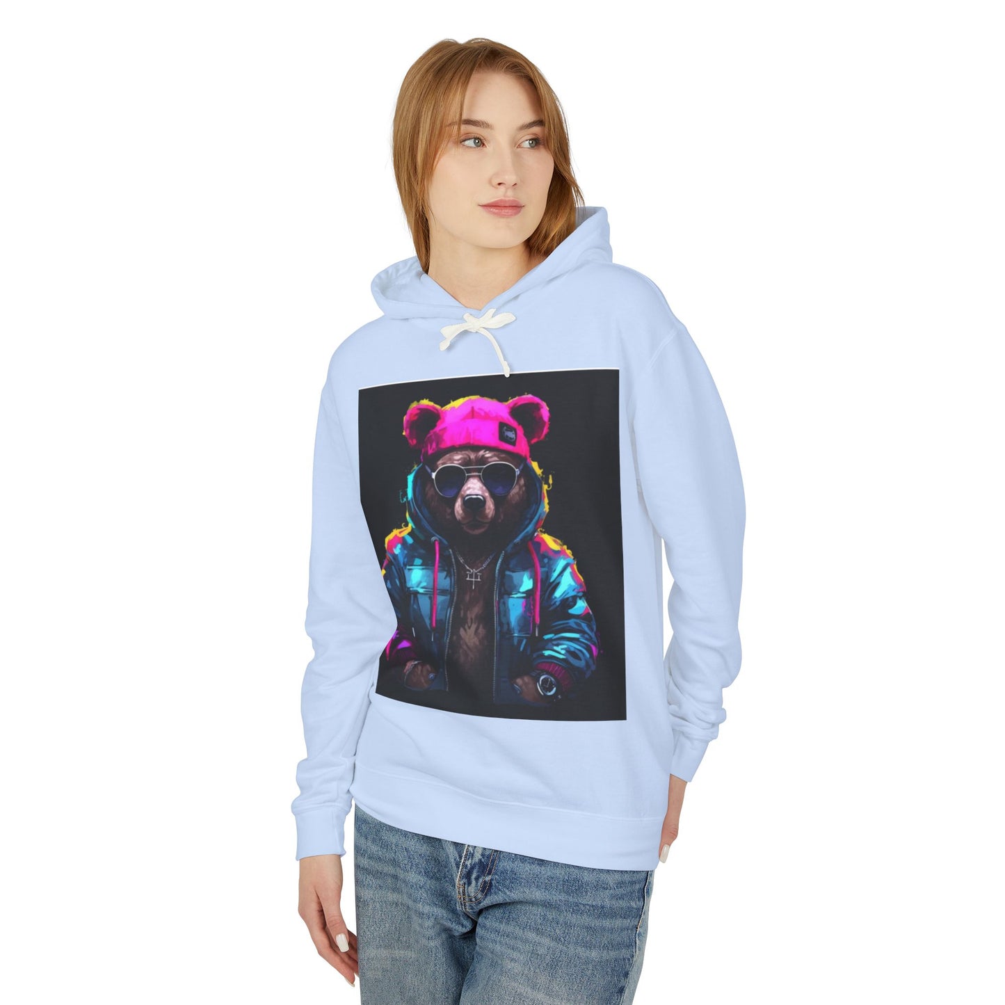 Cool Bear Hoodie - Unisex Lightweight Hooded Sweatshirt with Funky Design