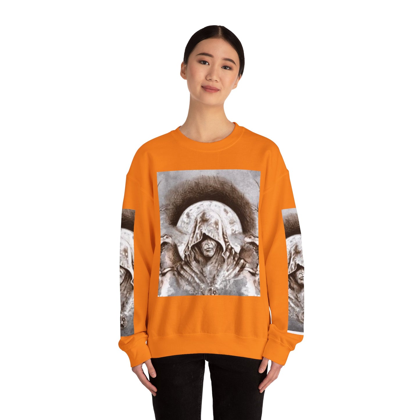 Mystical Hooded Figure Unisex Crewneck Sweatshirt - Fantasy Apparel for Dreamers