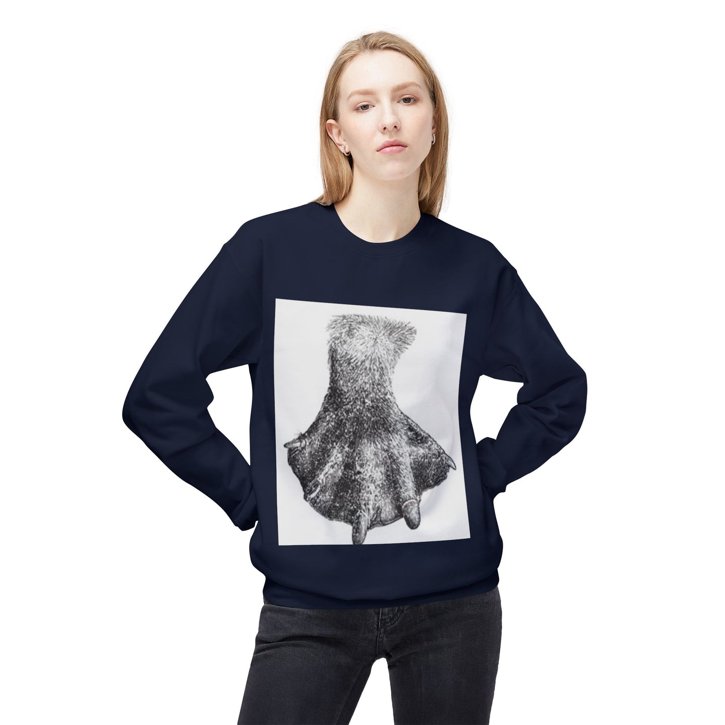 Artistic Fleece Crewneck Sweatshirt with Unique Dress Design