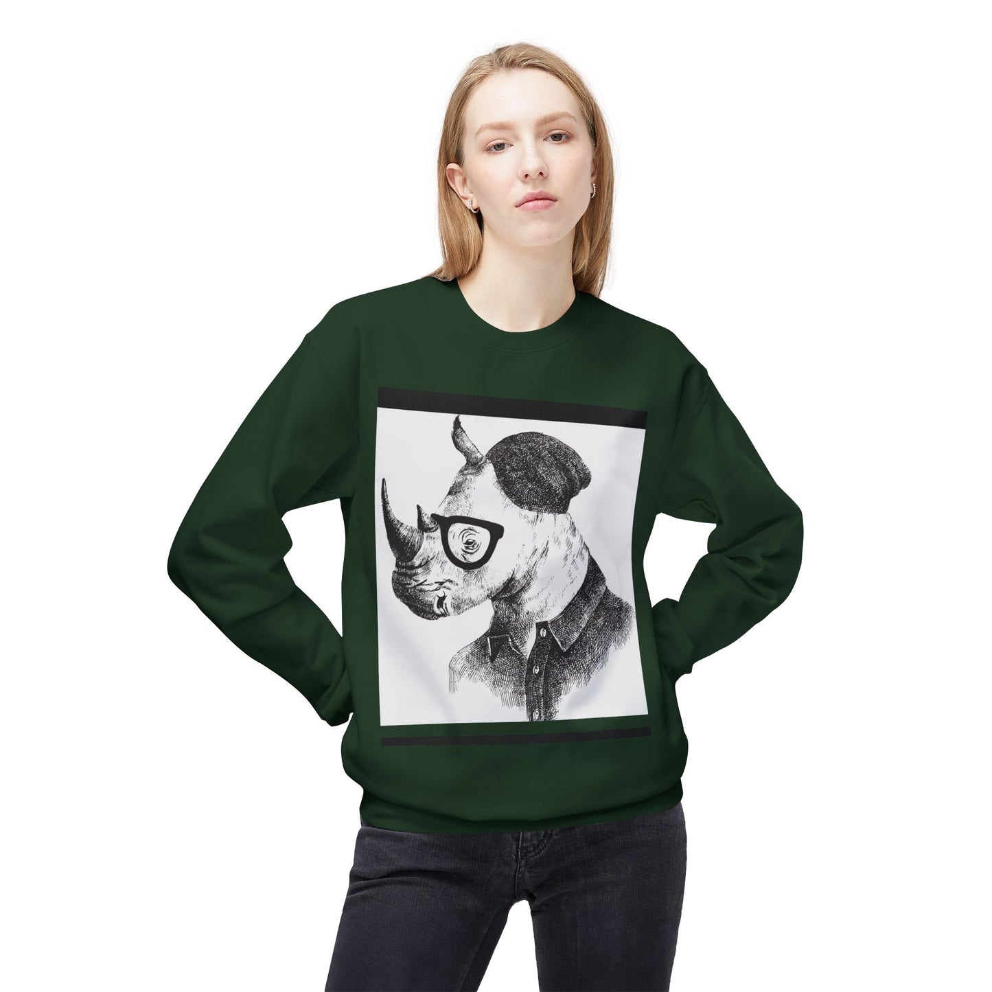 Cool Rhino and Sneakers Fleece Sweatshirt for Trendsetters