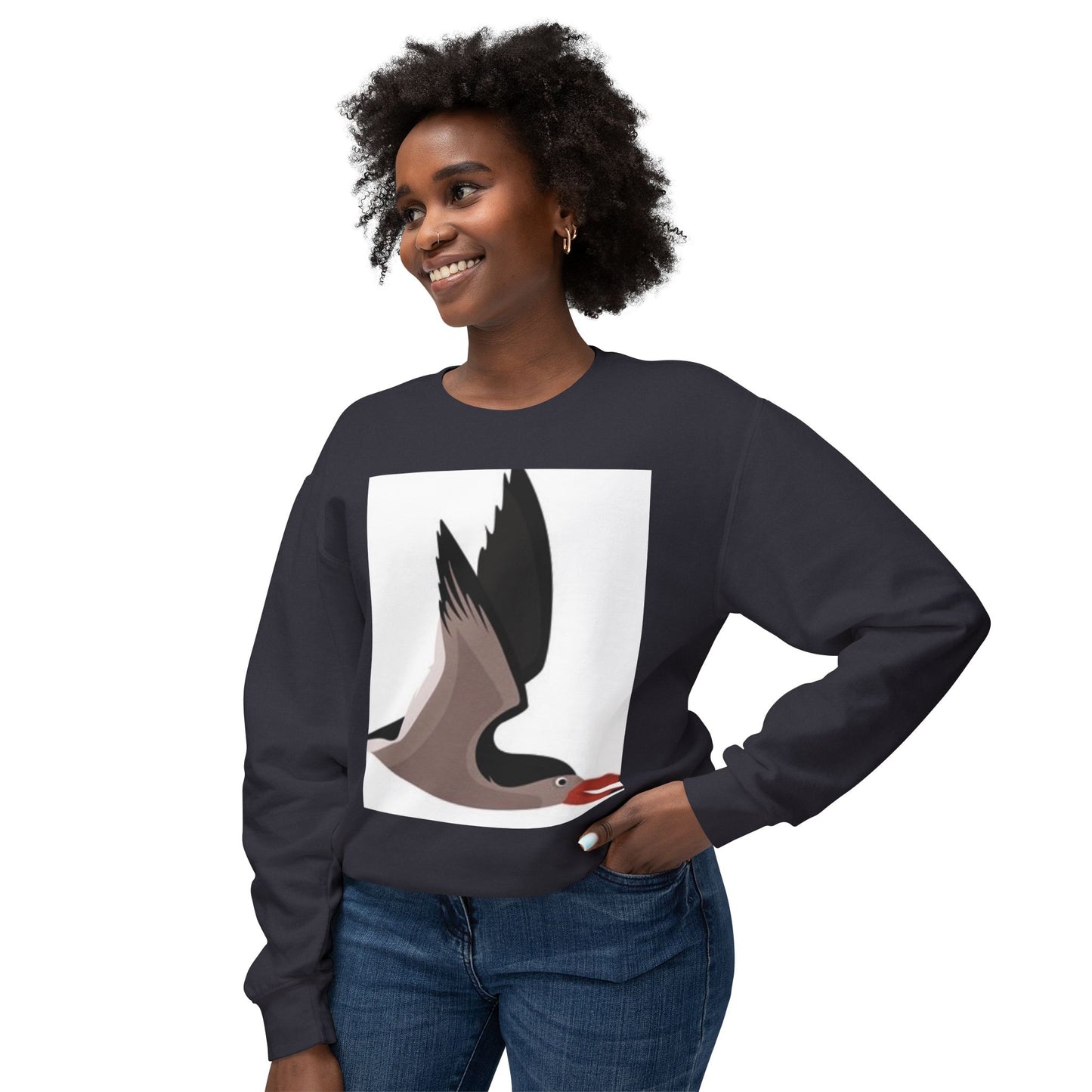 Unisex Sweater with Bird Graphic - Lightweight Crewneck Sweatshirt for Nature Lovers