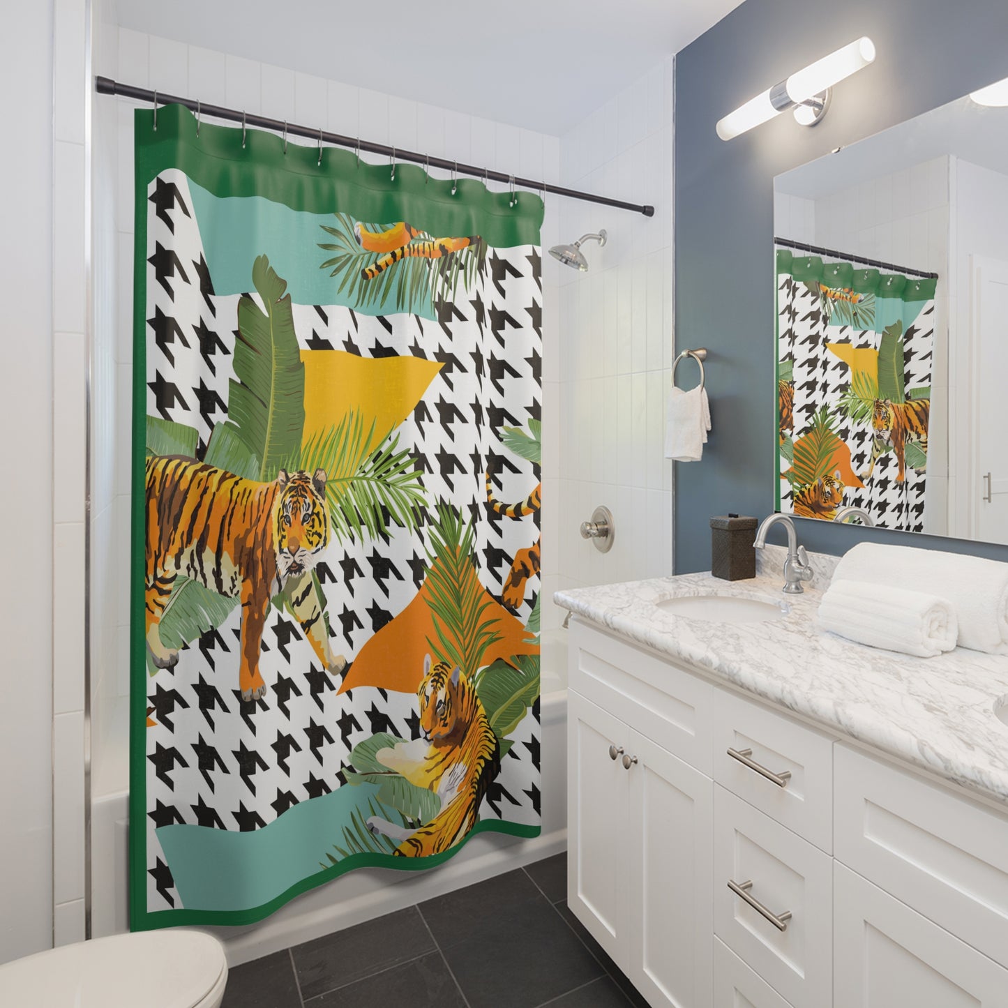Tropical Tiger Shower Curtain - Modern Bathroom Decor