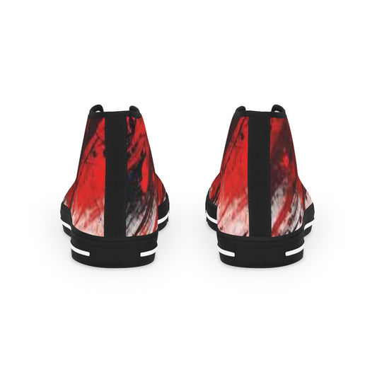 Artistic High Top Sneakers - Bold Red Design for Unique Style