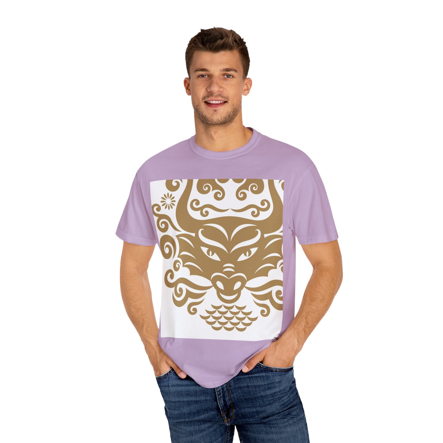Garment-Dyed Dragon Graphic T-shirt for Nature Lovers