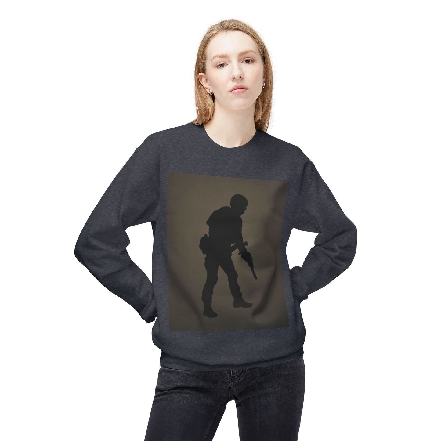 Military Silhouette Crewneck Sweatshirt - Unisex Midweight Fleece