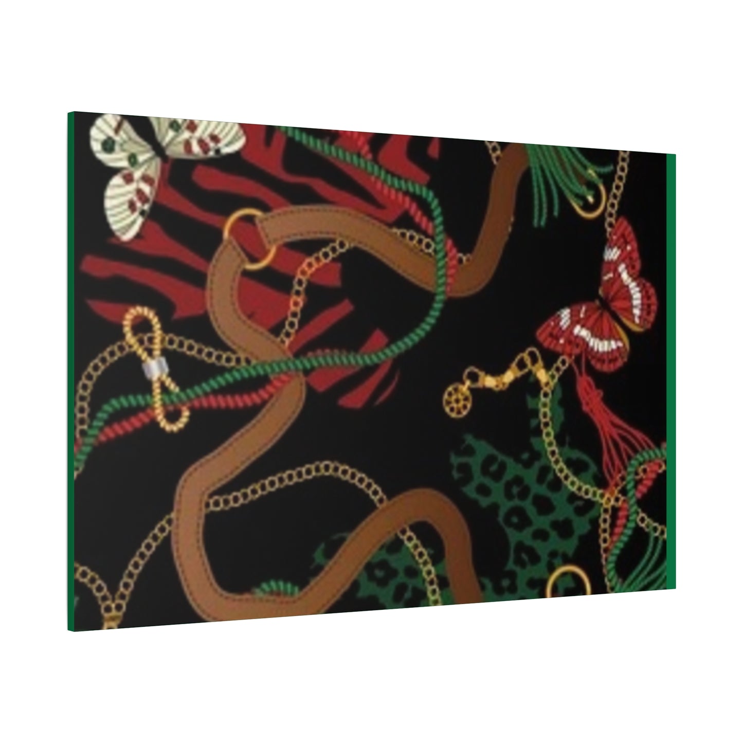 Elegant Matte Canvas Wall Art - Unique Mixed Pattern with Butterflies & Chains