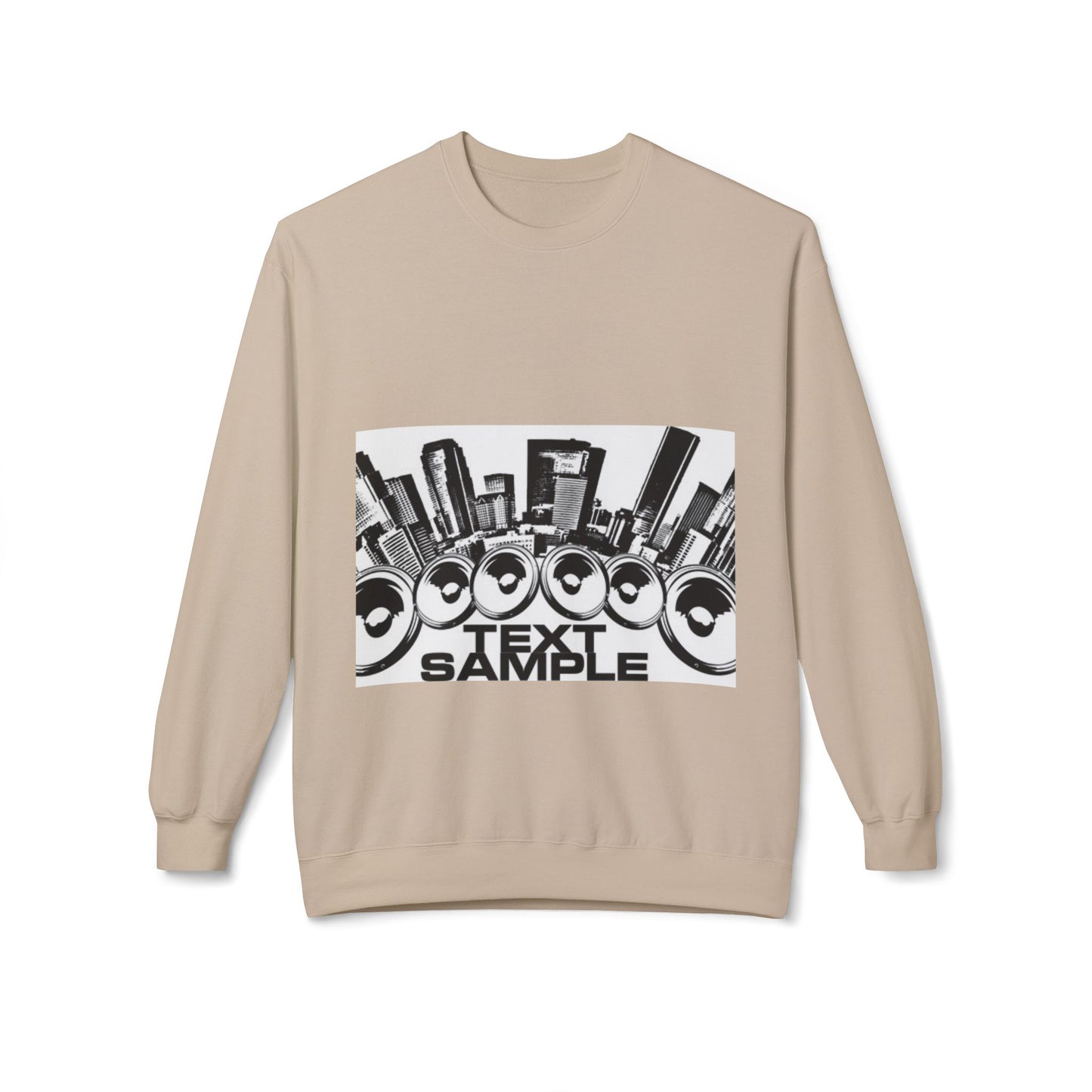 Urban Vibe Sound Wave Crewneck Sweatshirt - Unisex Fleece with Cityscape Design