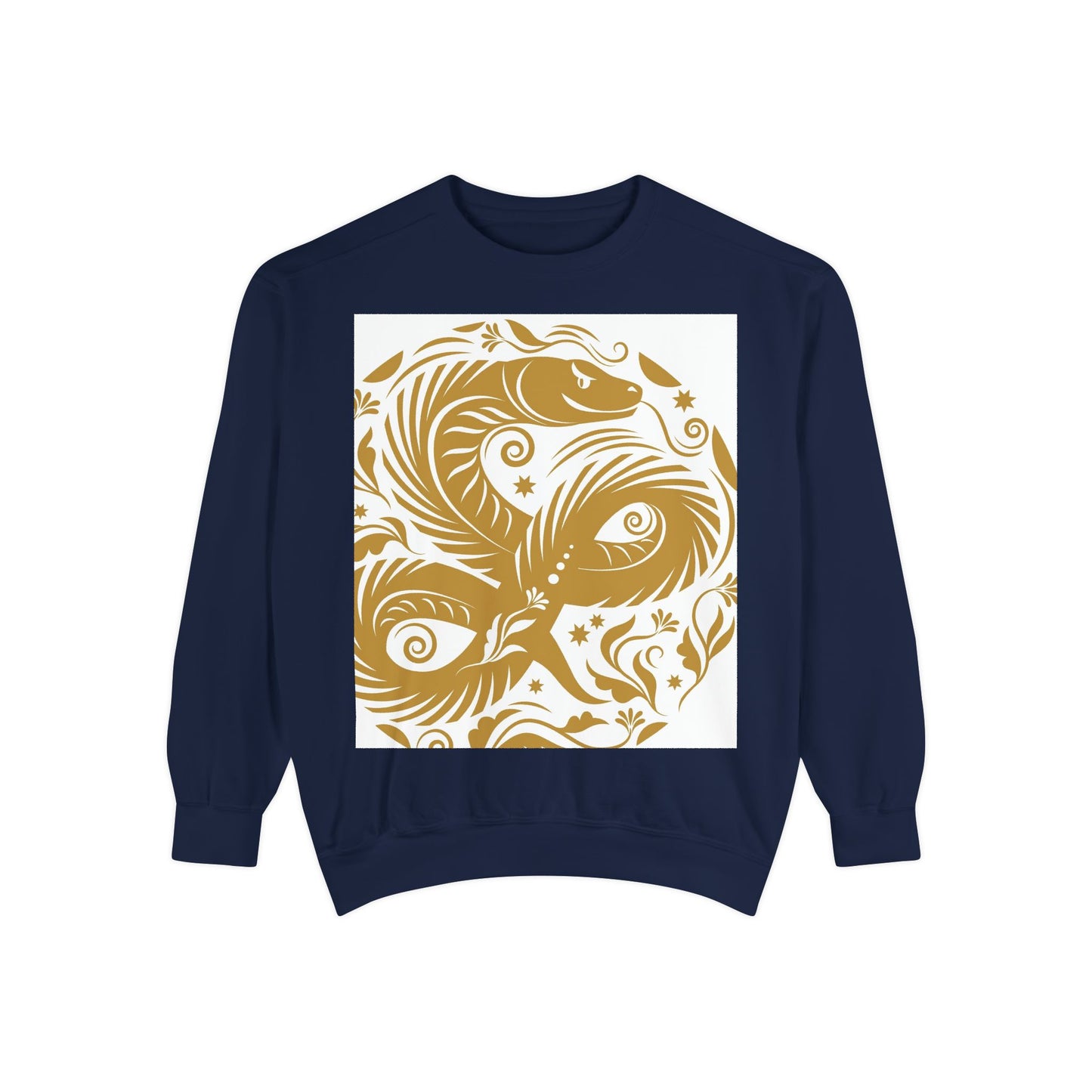 Cultural Vibe Unisex Garment-Dyed Sweatshirt - Tribal Mask & Animal Design
