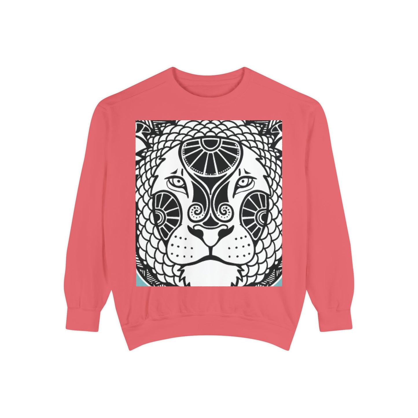 Bohemian Lion Unisex Garment-Dyed Sweatshirt - Cozy & Stylish Animal Graphic Tee for Nature Lovers