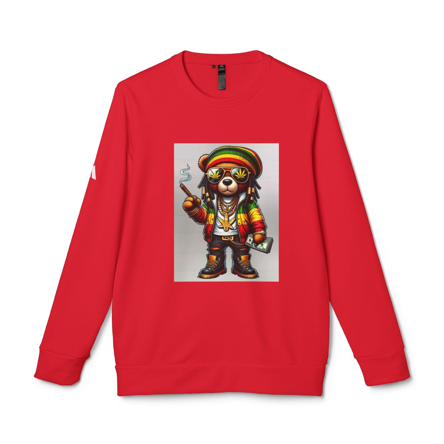 Rasta Bear Fleece Crewneck Sweatshirt - Unisex Chill Vibe