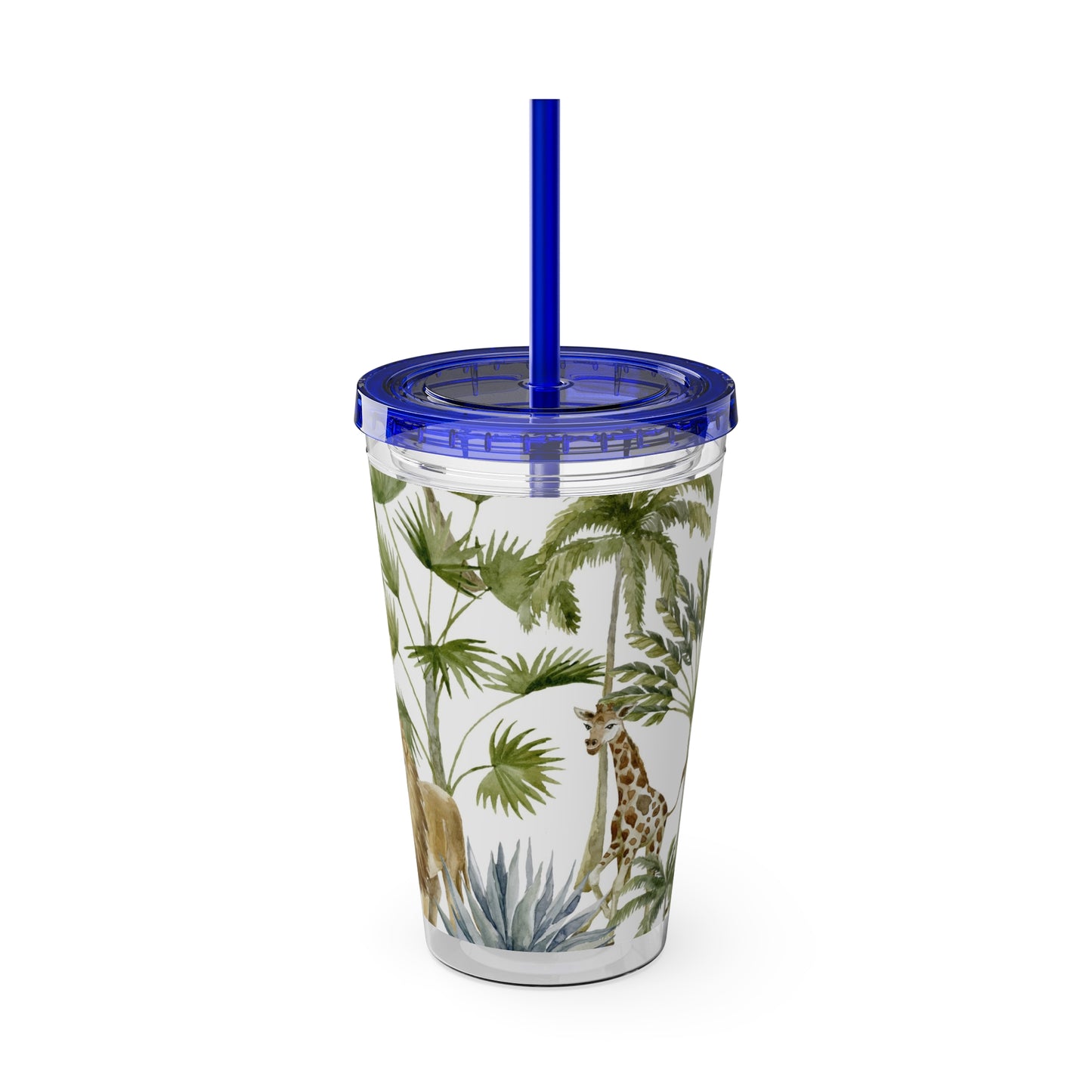 Sunsplash Jungle Tumbler with Straw - 16oz Tropical Wildlife Drinkware