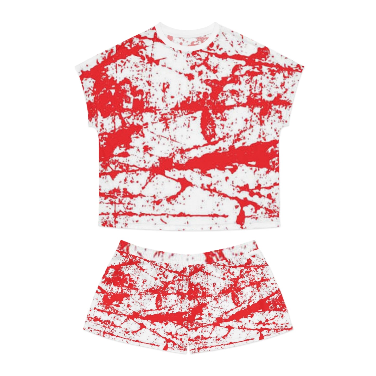 Vibrant Women's Short Pajama Set - Red Splatter Design for Relaxation and Sleep