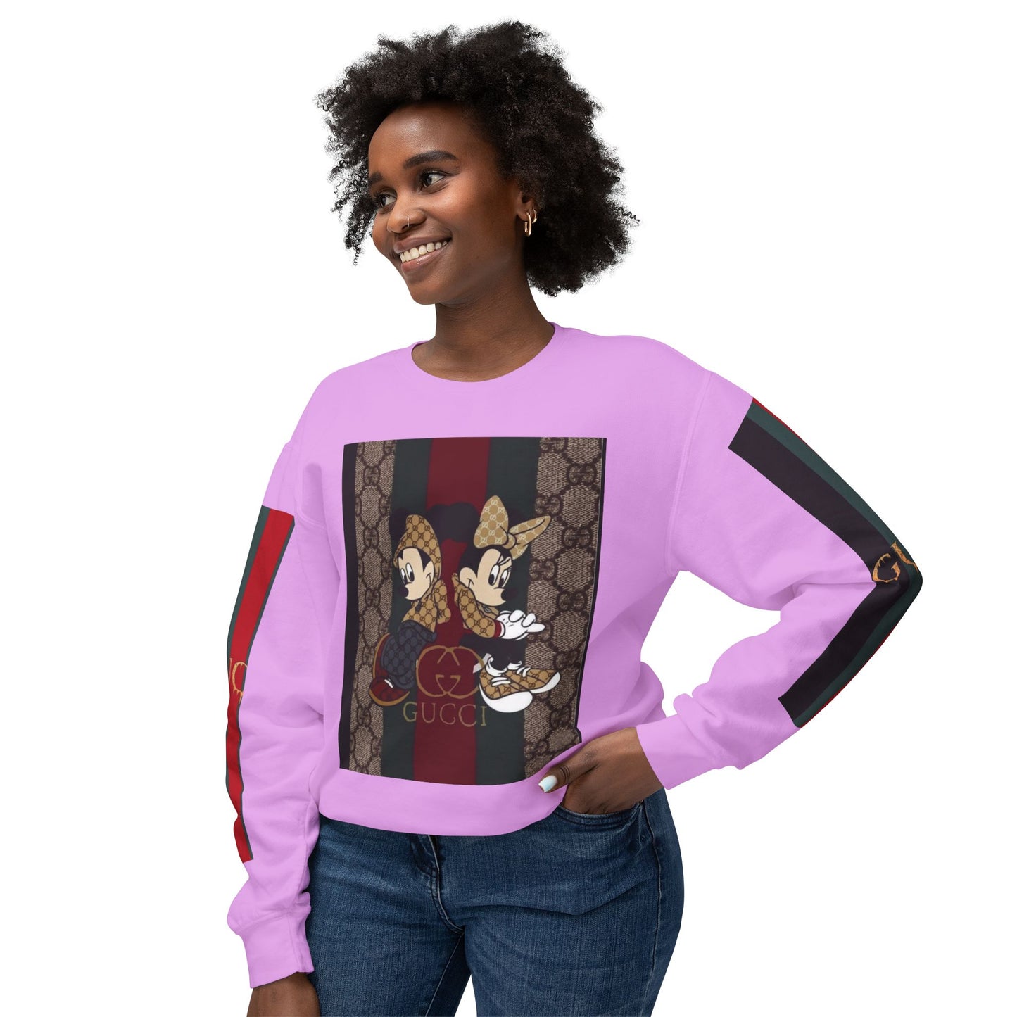 Gucci Inspired Unisex Crewneck Sweatshirt with Mickey & Minnie Design