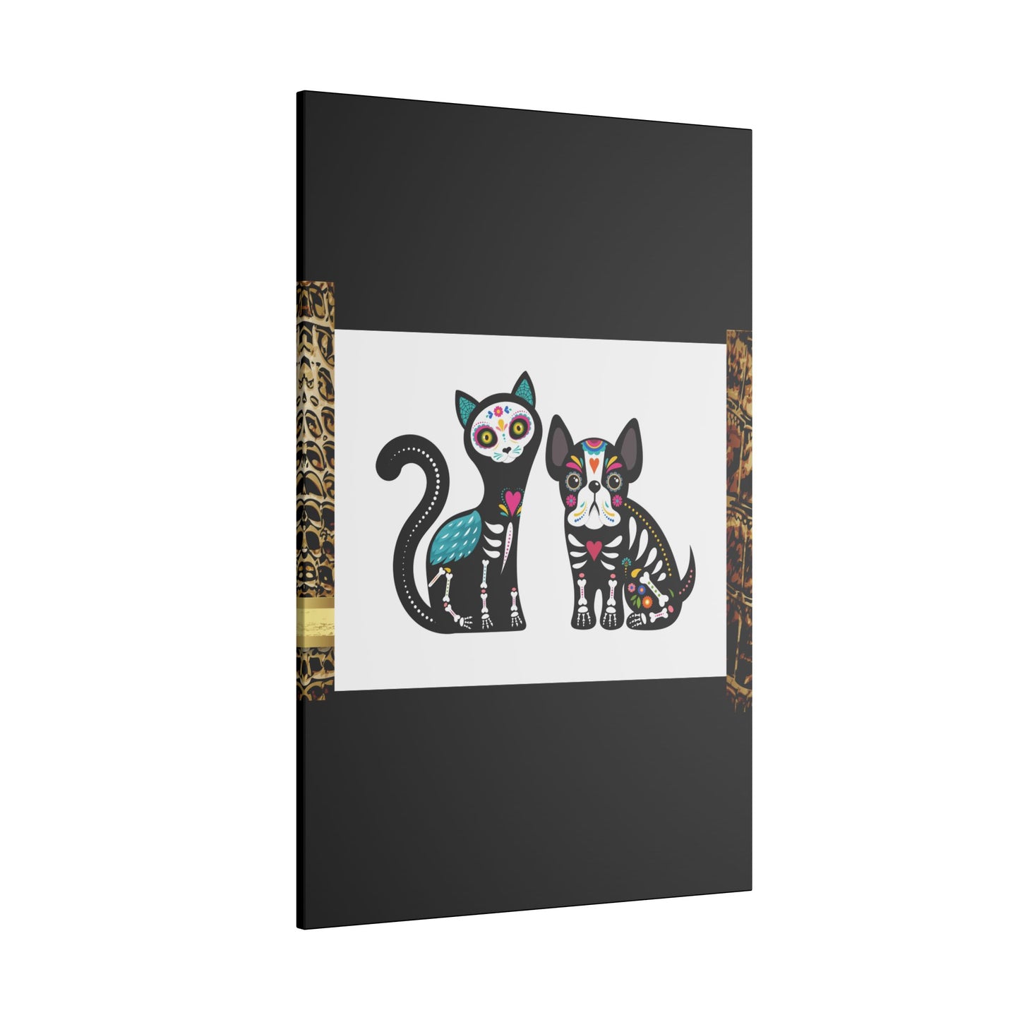 Day of the Dead Pet Canvas Art - Colorful Cat and Dog Wall Decor