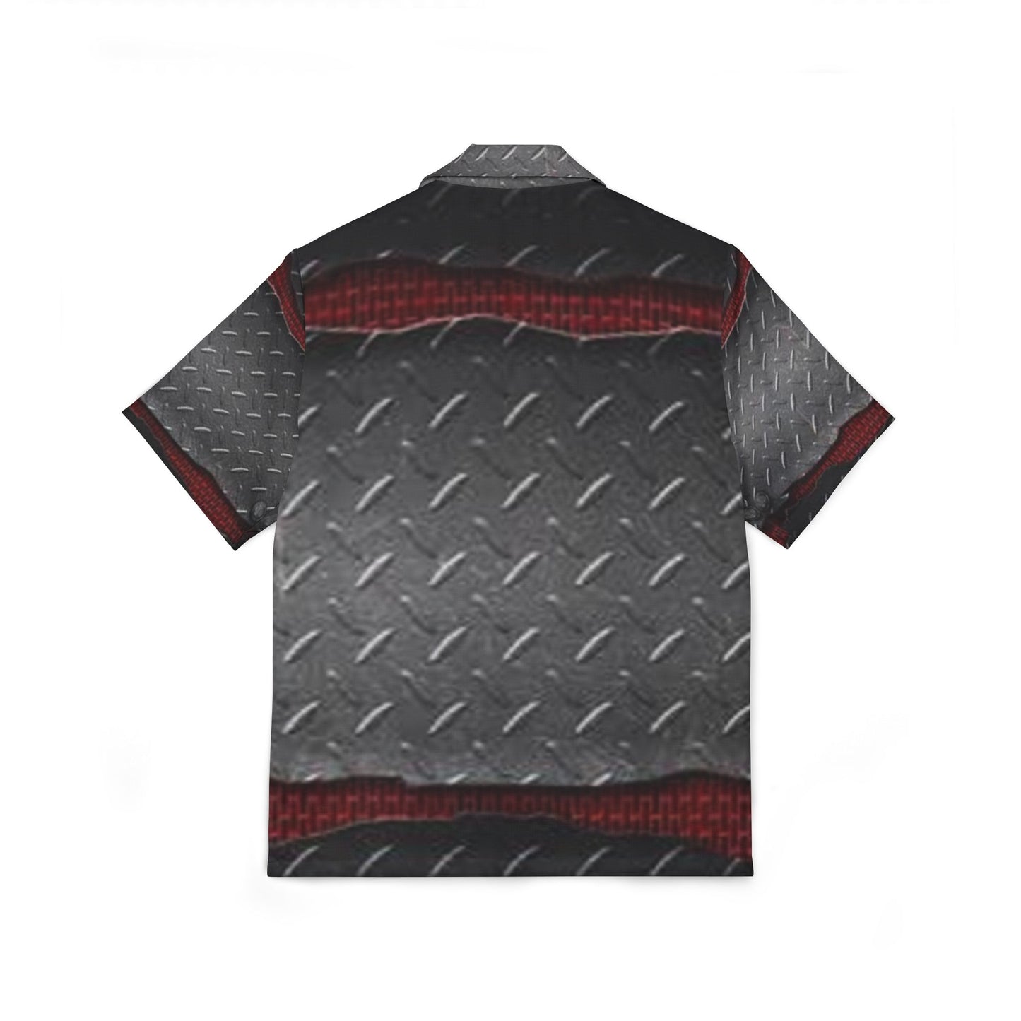 Men's Hawaiian Camp Shirt - Industrial Steel Pattern, Perfect for Summer BBQs and Beach Days