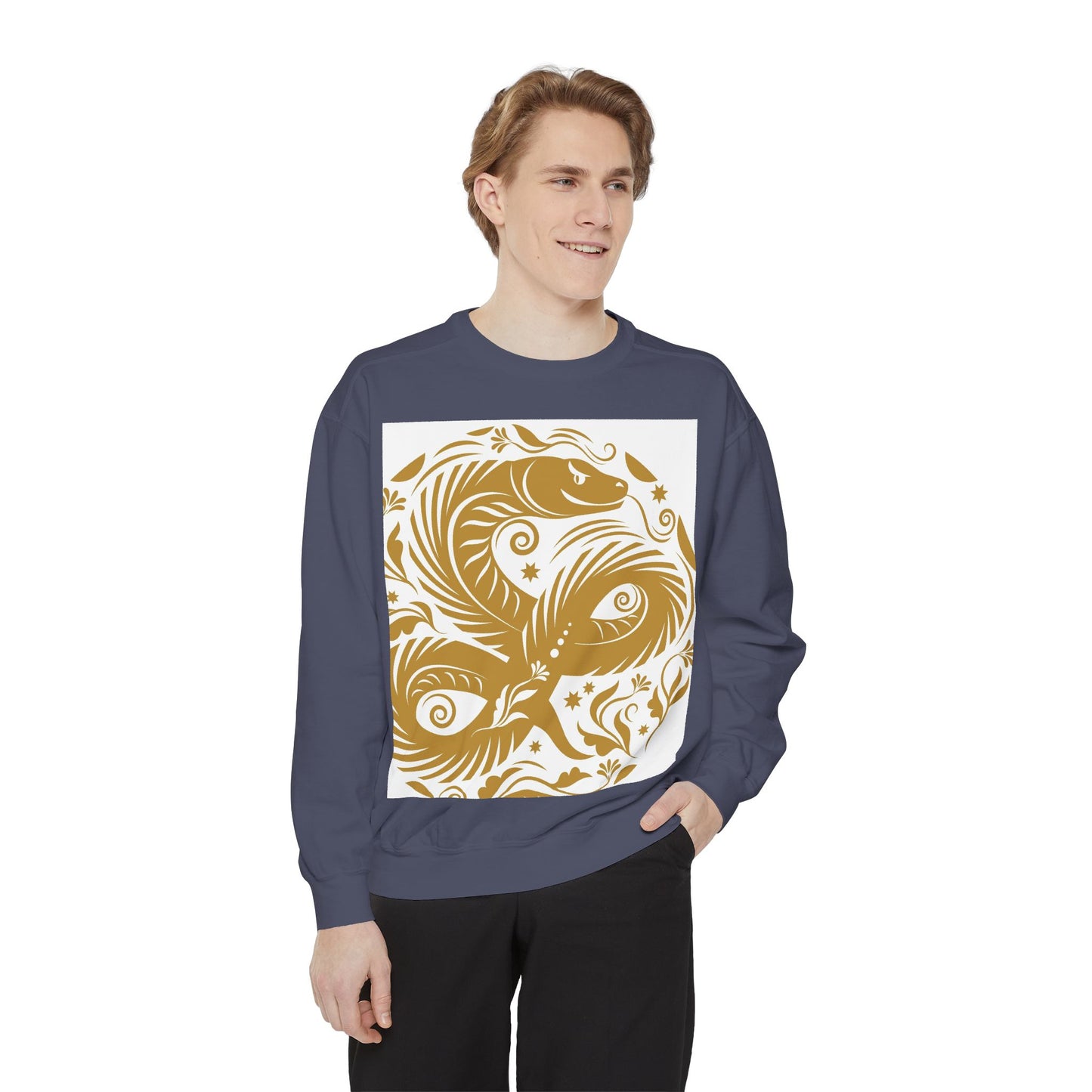Cultural Vibe Unisex Garment-Dyed Sweatshirt - Tribal Mask & Animal Design