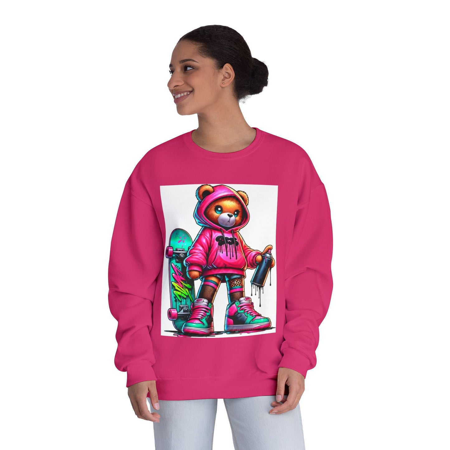 Skater Bear Crewneck Sweatshirt - Fun Streetwear Style