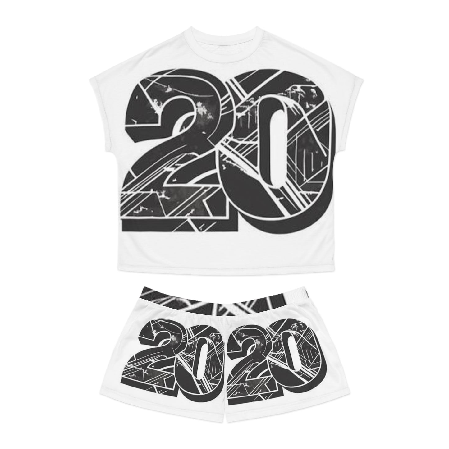 Trendy Women's Short Pajama Set with Bold '20' Design