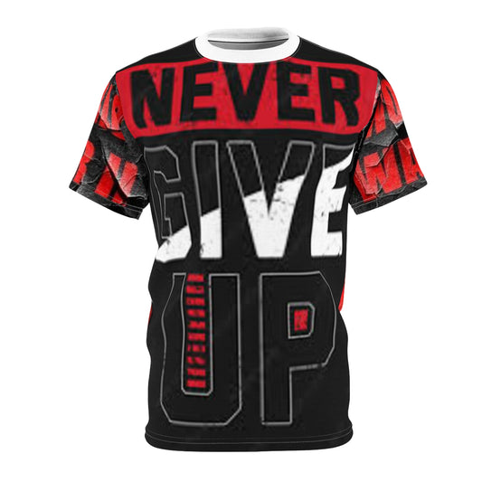 Motivational Unisex Cut & Sew Tee - "Never Give Up" Inspirational Shirt