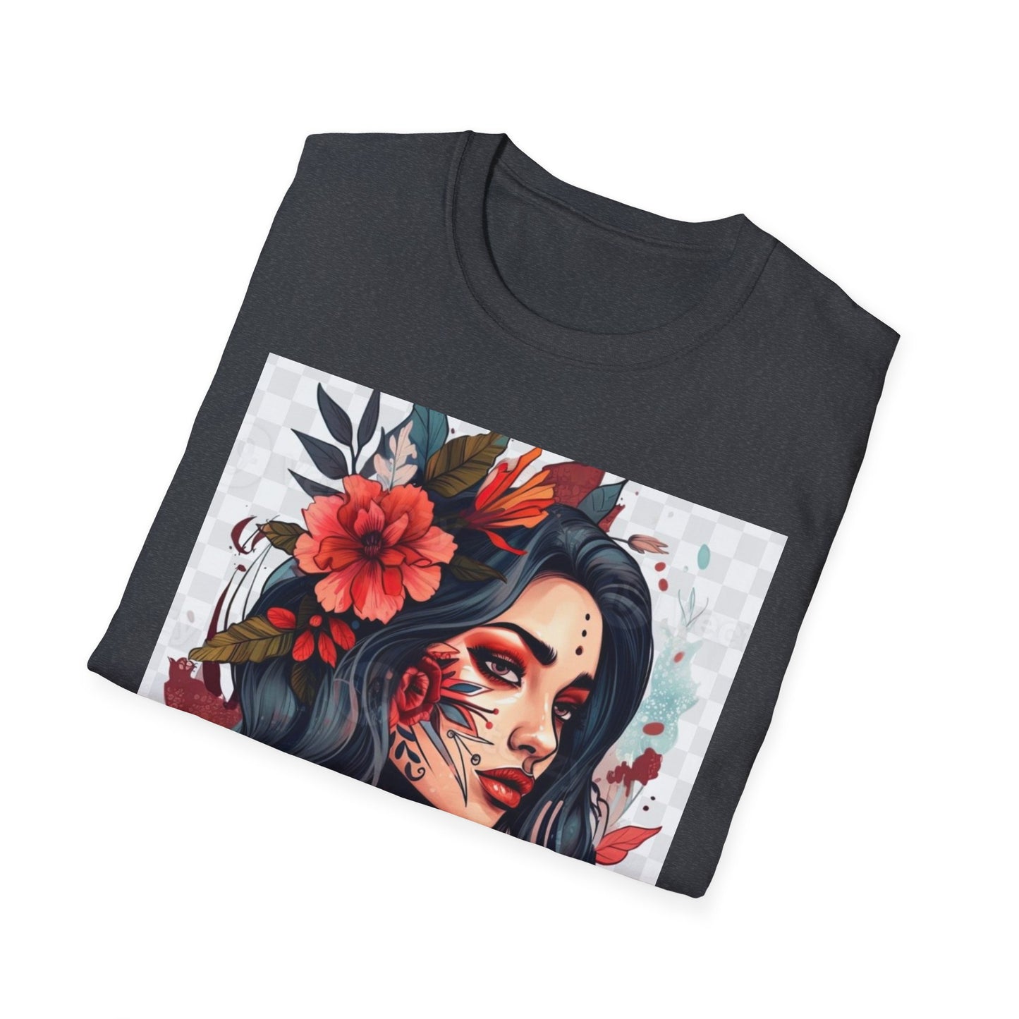 Bold Floral Art Unisex Softstyle T-Shirt