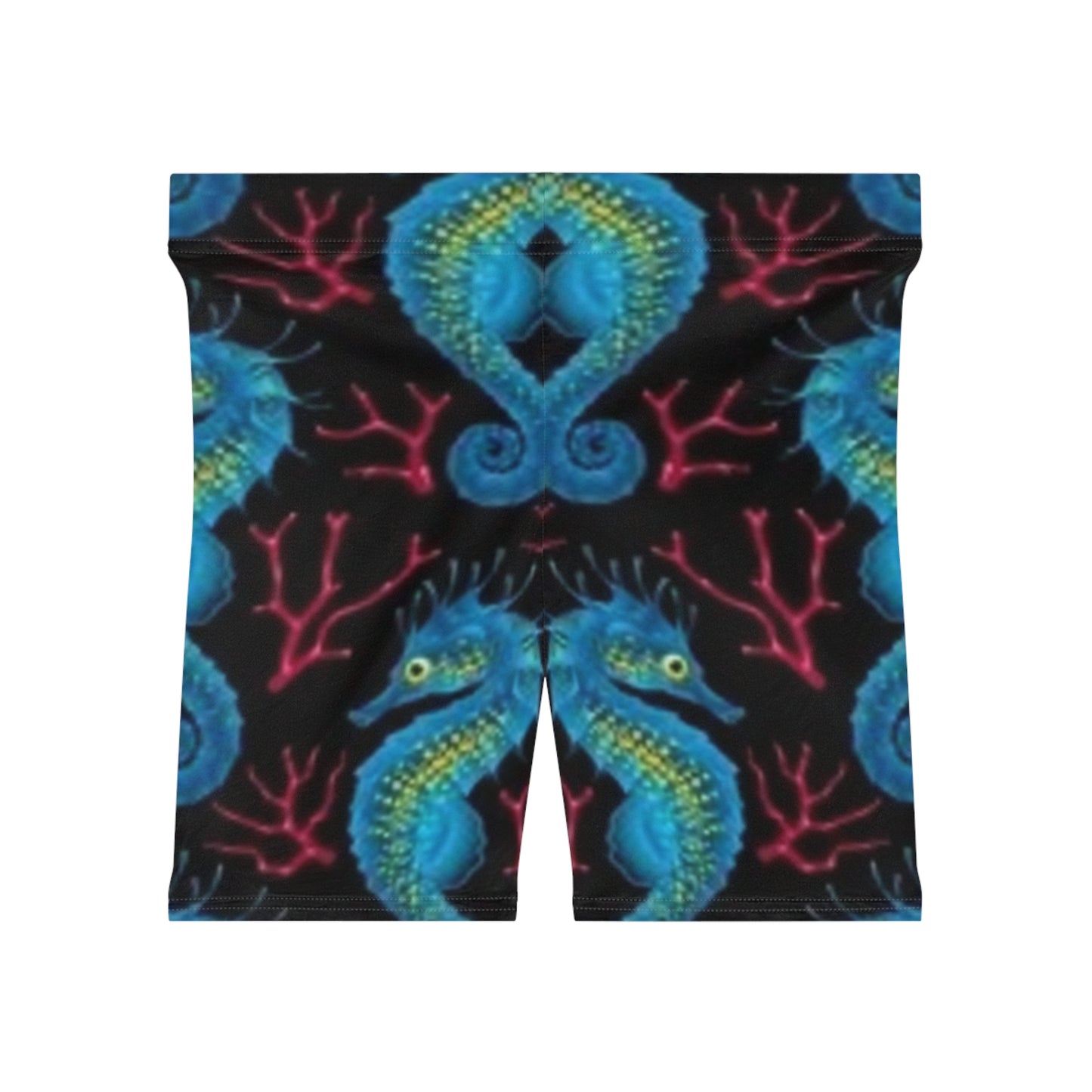 Colorful Seahorse Print Women's Biker Shorts - Stylish Activewear for Summer Adventures