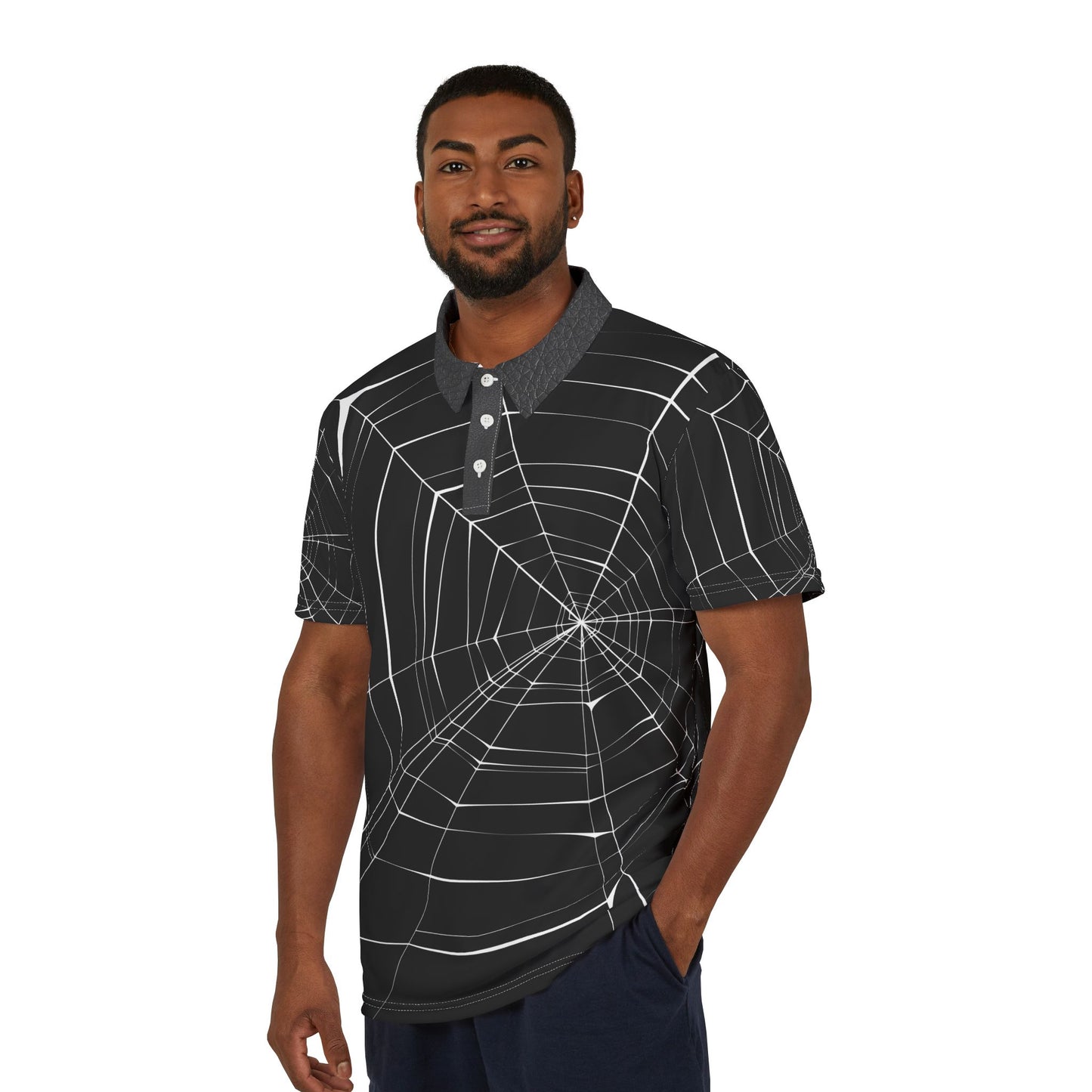 Mysterious Spiderweb Unisex Polo Shirt - Stylish Casual Wear for Halloween & Everyday