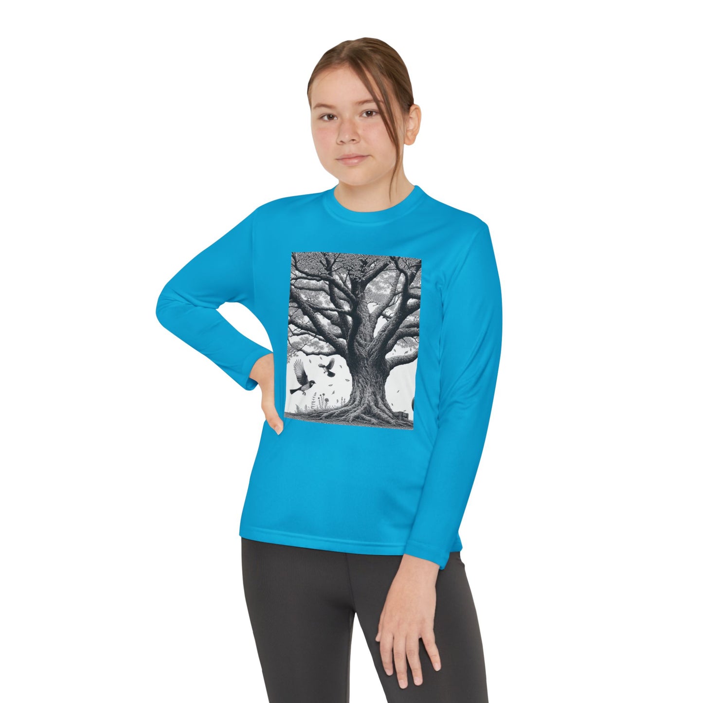 Youth Long Sleeve Tree Graphic Tee - Nature Inspired Design