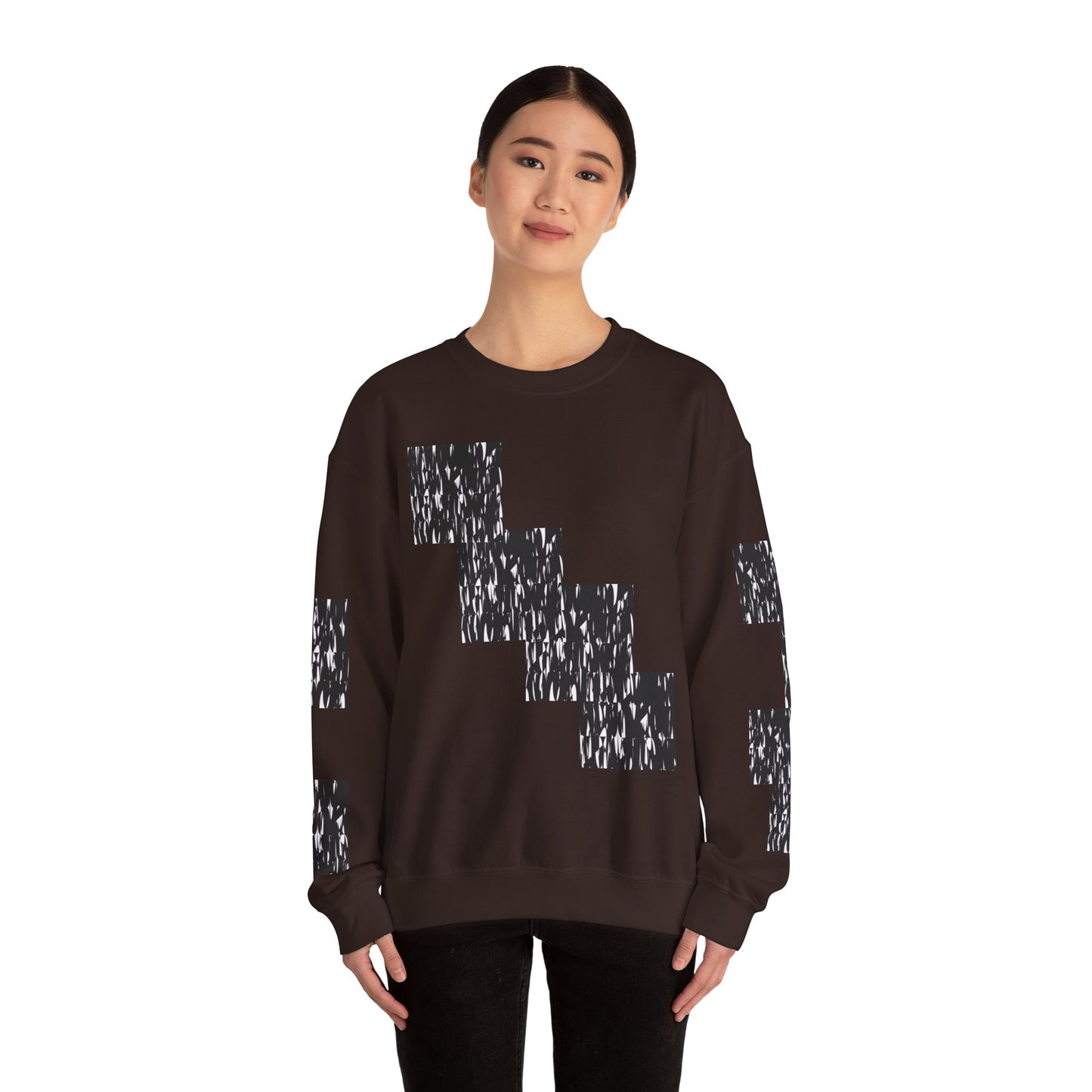 Trendy Graphic Crewneck Sweatshirt | Modern Abstract Black & White Design