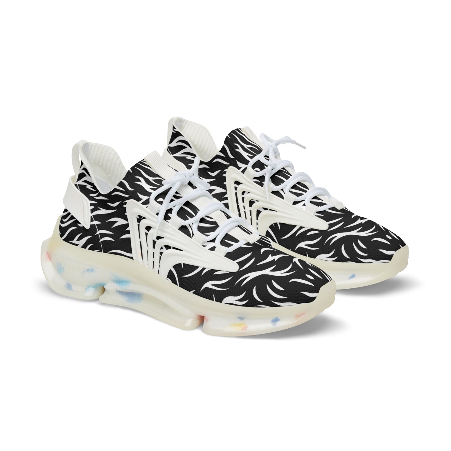 Stylish Black and White Mesh Sneakers for Men - Trendy Athletic Footwear