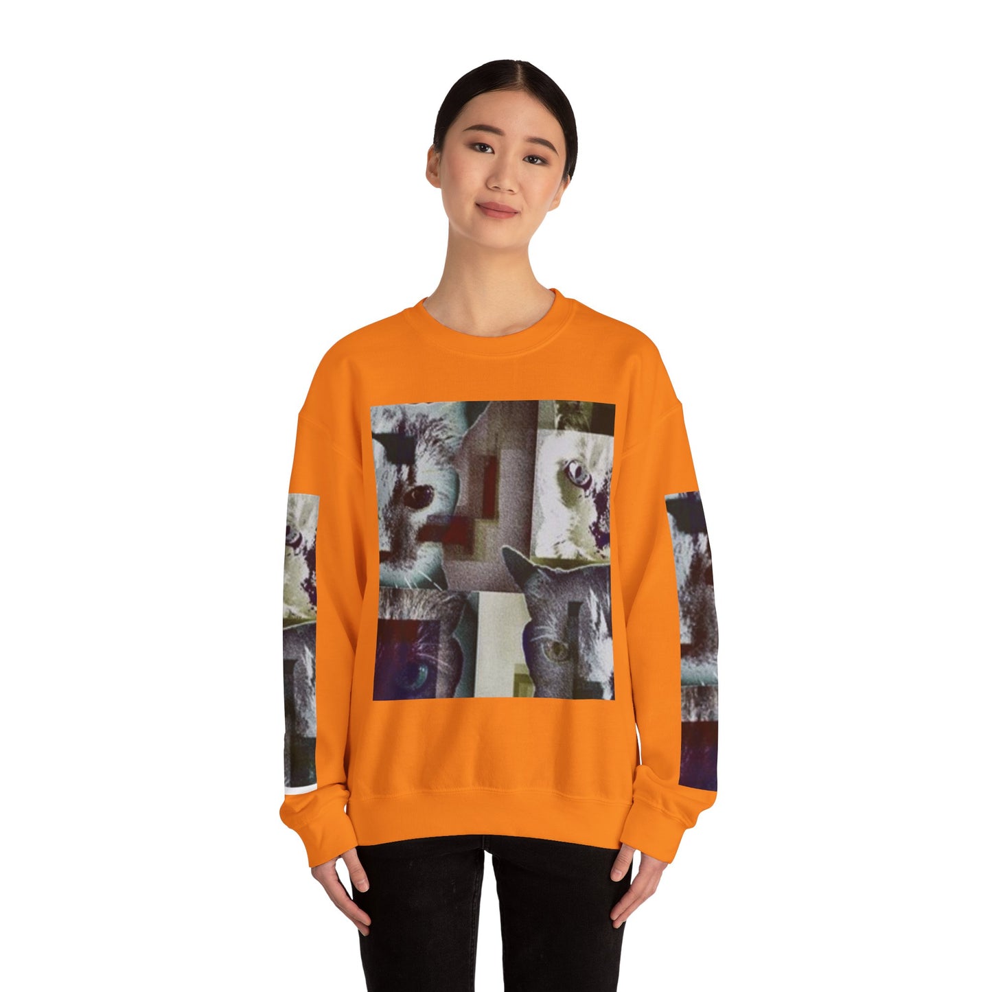 Cozy Cat Lover Crewneck Sweatshirt - Artistic Feline Design