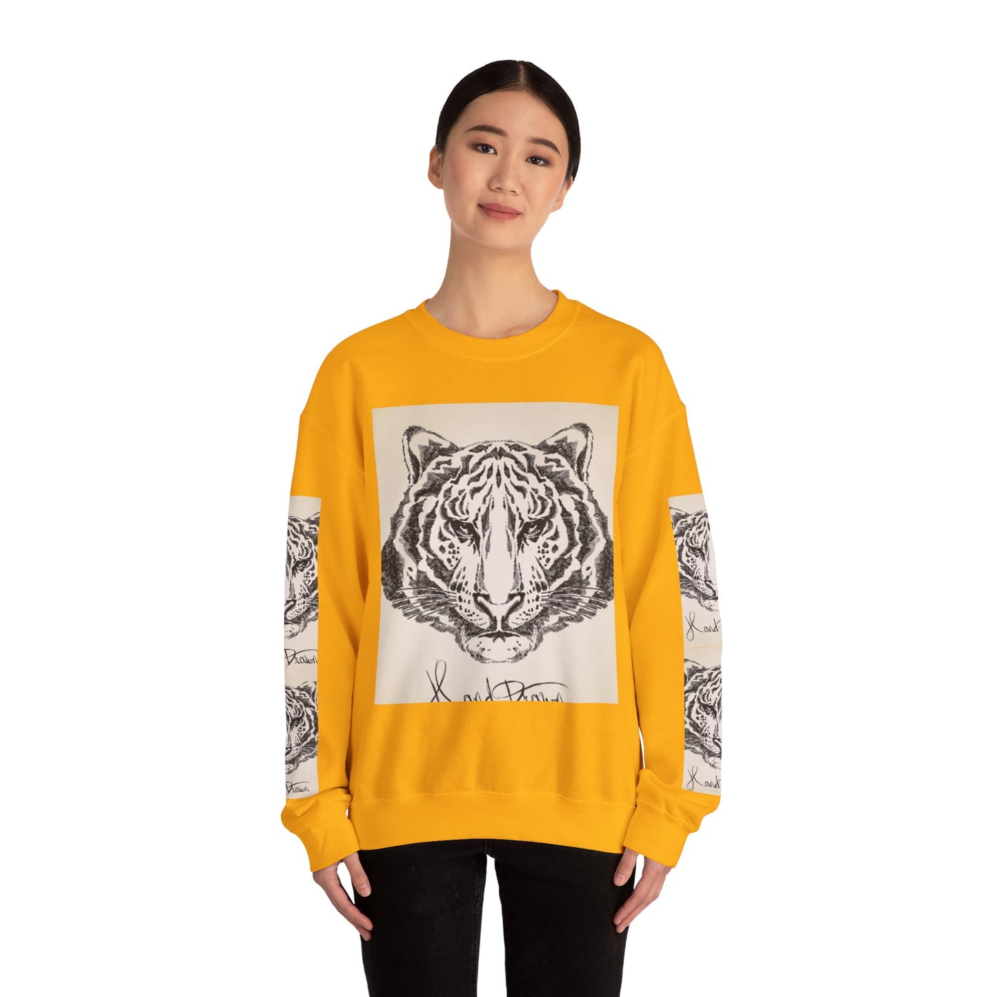 Artistic Tiger Print Crewneck Sweatshirt – Unisex Heavy Blend