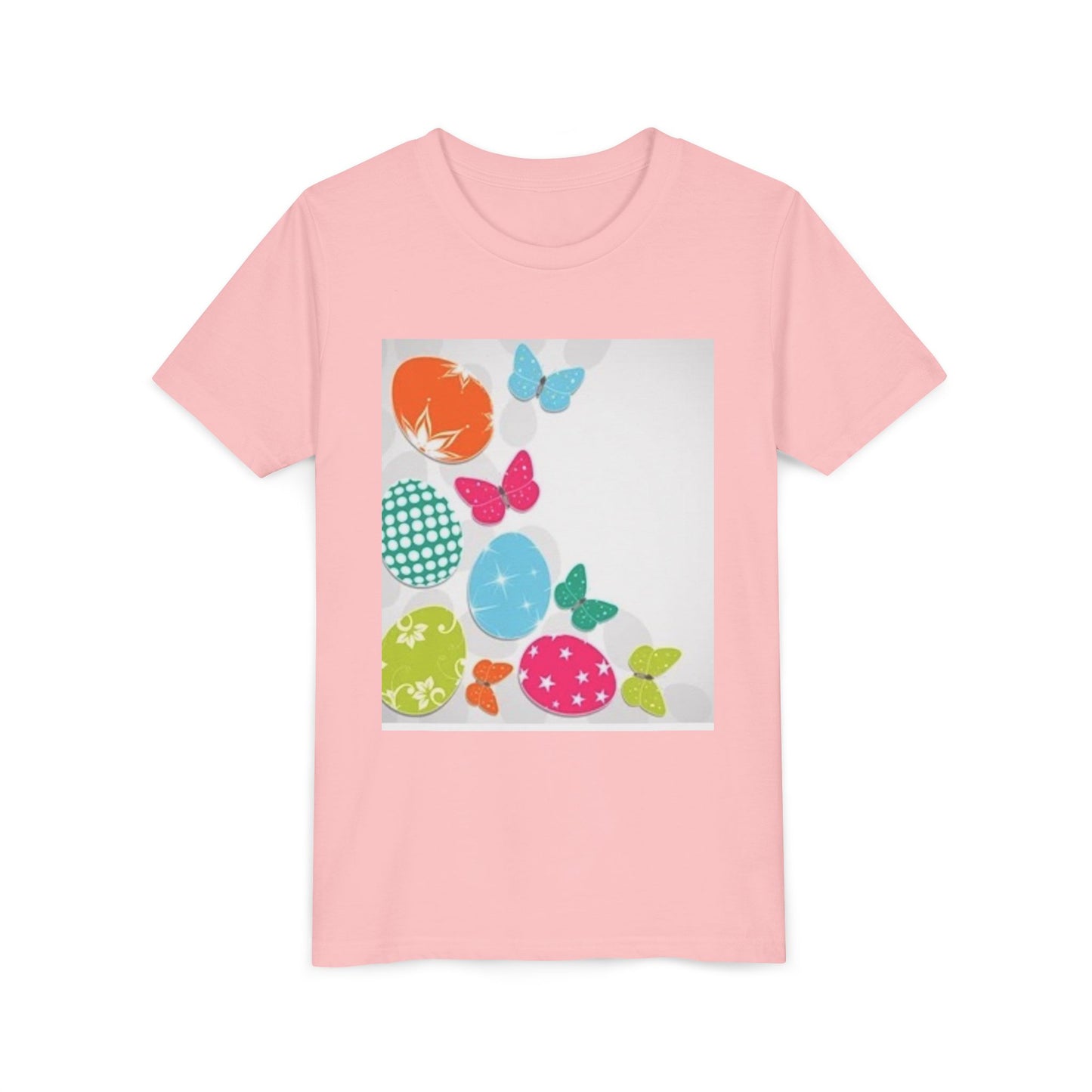Colorful Butterfly and Egg Youth Tee - Perfect for Spring Celebrations