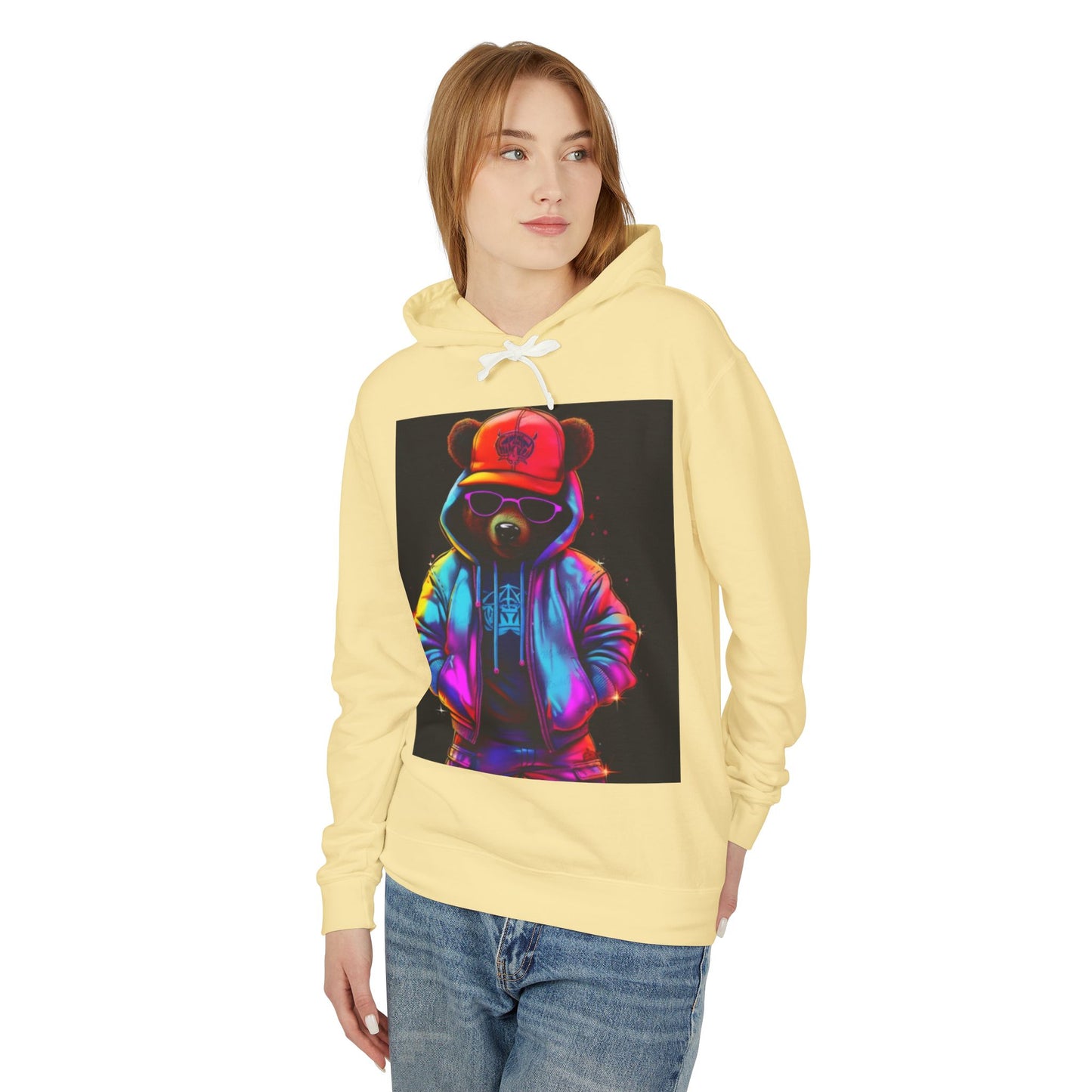 Urban Bear Graphic Hoodie - Unisex Lightweight Sweatshirt