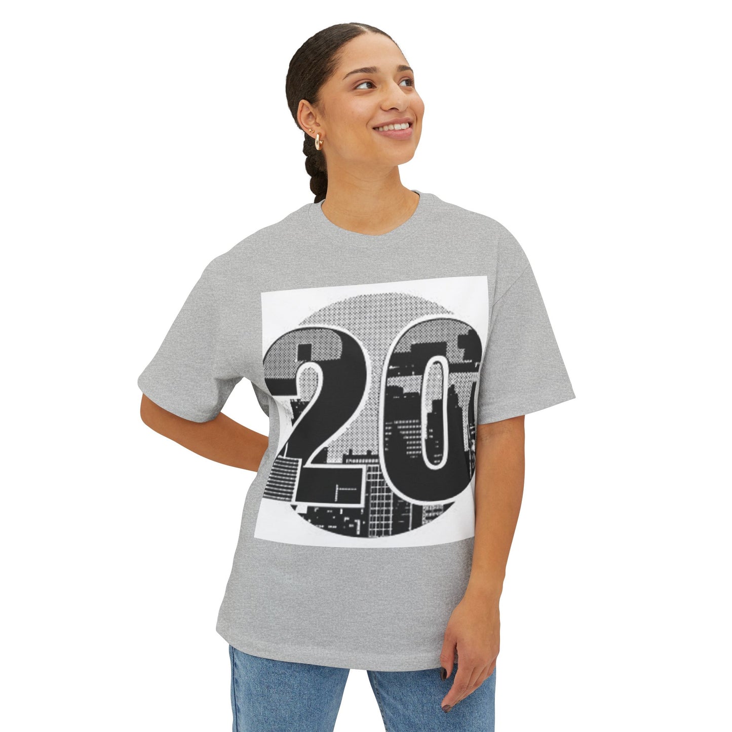 Retro Cityscape 20 Unisex Oversized Boxy Tee - Street Style Graphic Top