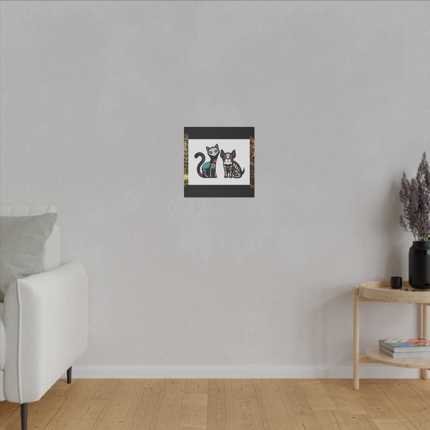 Day of the Dead Pet Canvas Art - Colorful Cat and Dog Wall Decor