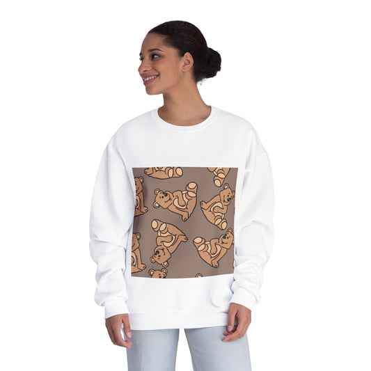 Cozy Bear Print Crewneck Sweatshirt - Perfect for Animal Lovers & Casual Comfort