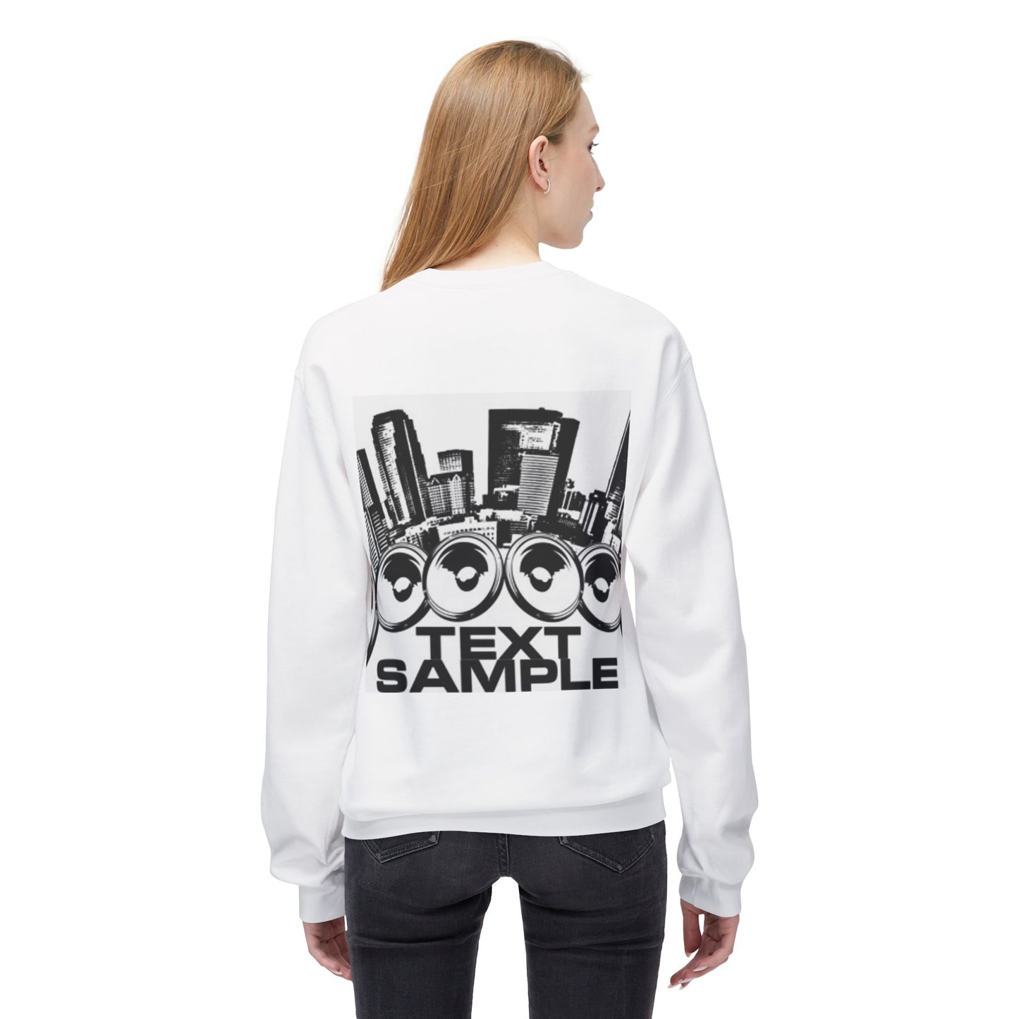 Urban Vibe Sound Wave Crewneck Sweatshirt - Unisex Fleece with Cityscape Design