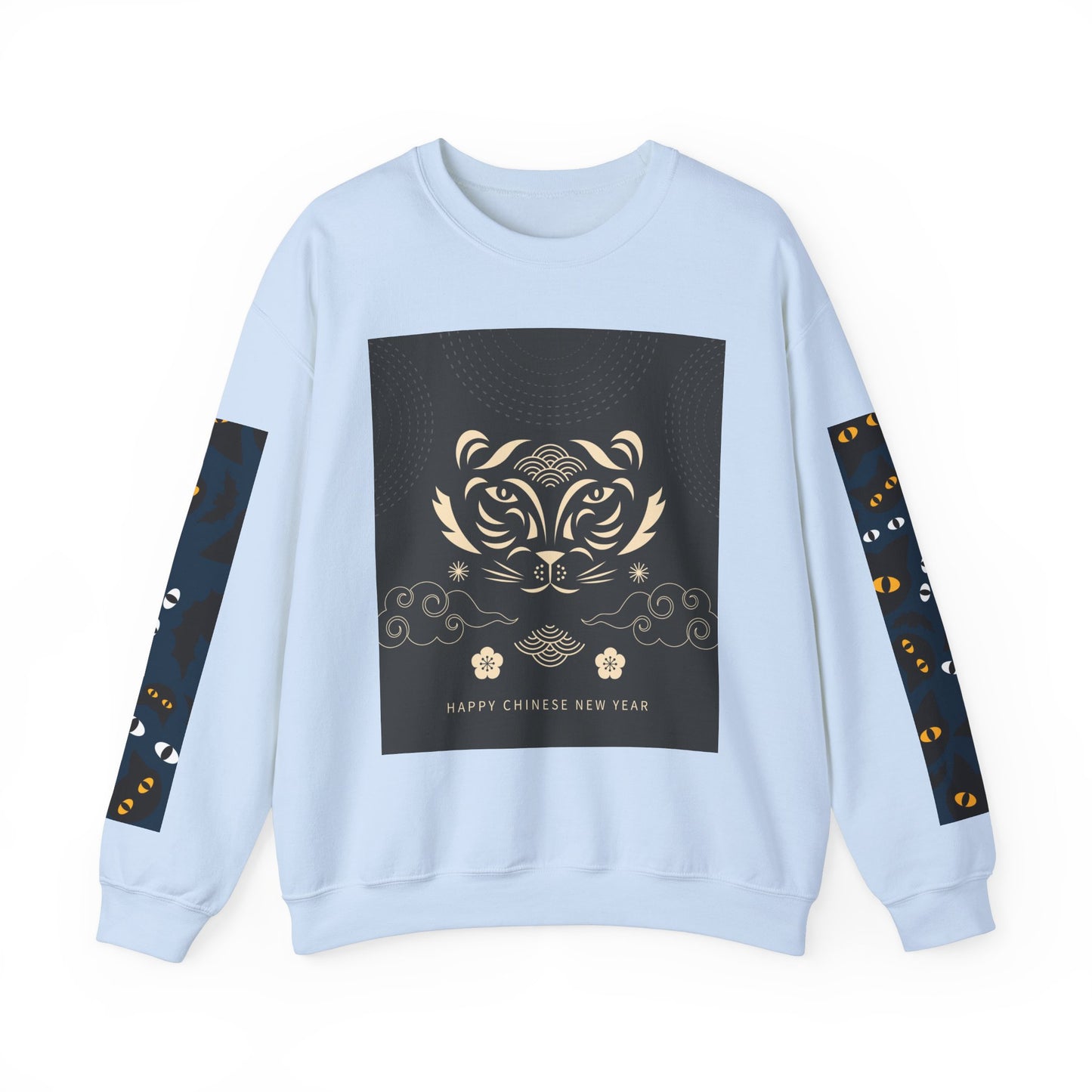 Halloween-Themed Unisex Crewneck Sweatshirt with Spooky Eyes and Bird Design