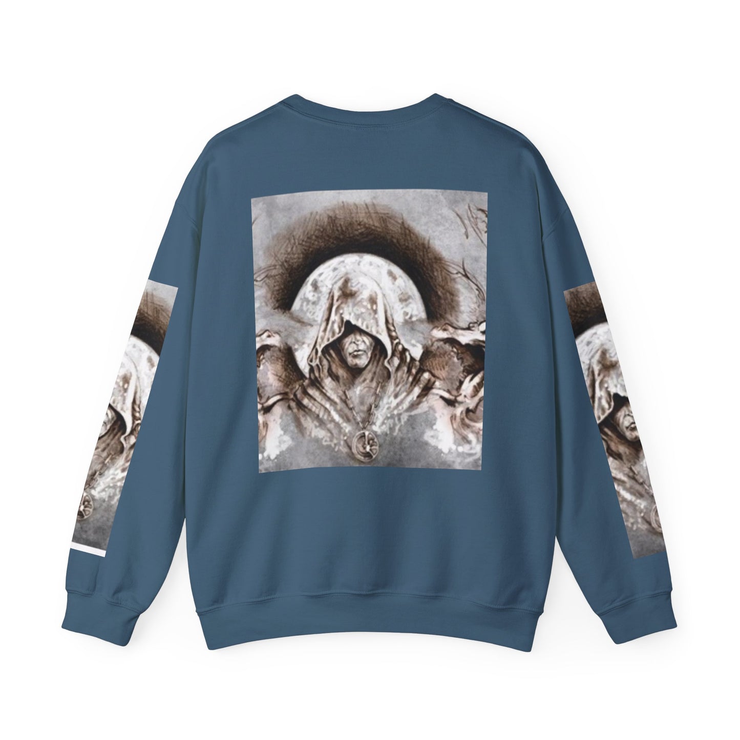 Mystical Hooded Figure Unisex Crewneck Sweatshirt - Fantasy Apparel for Dreamers