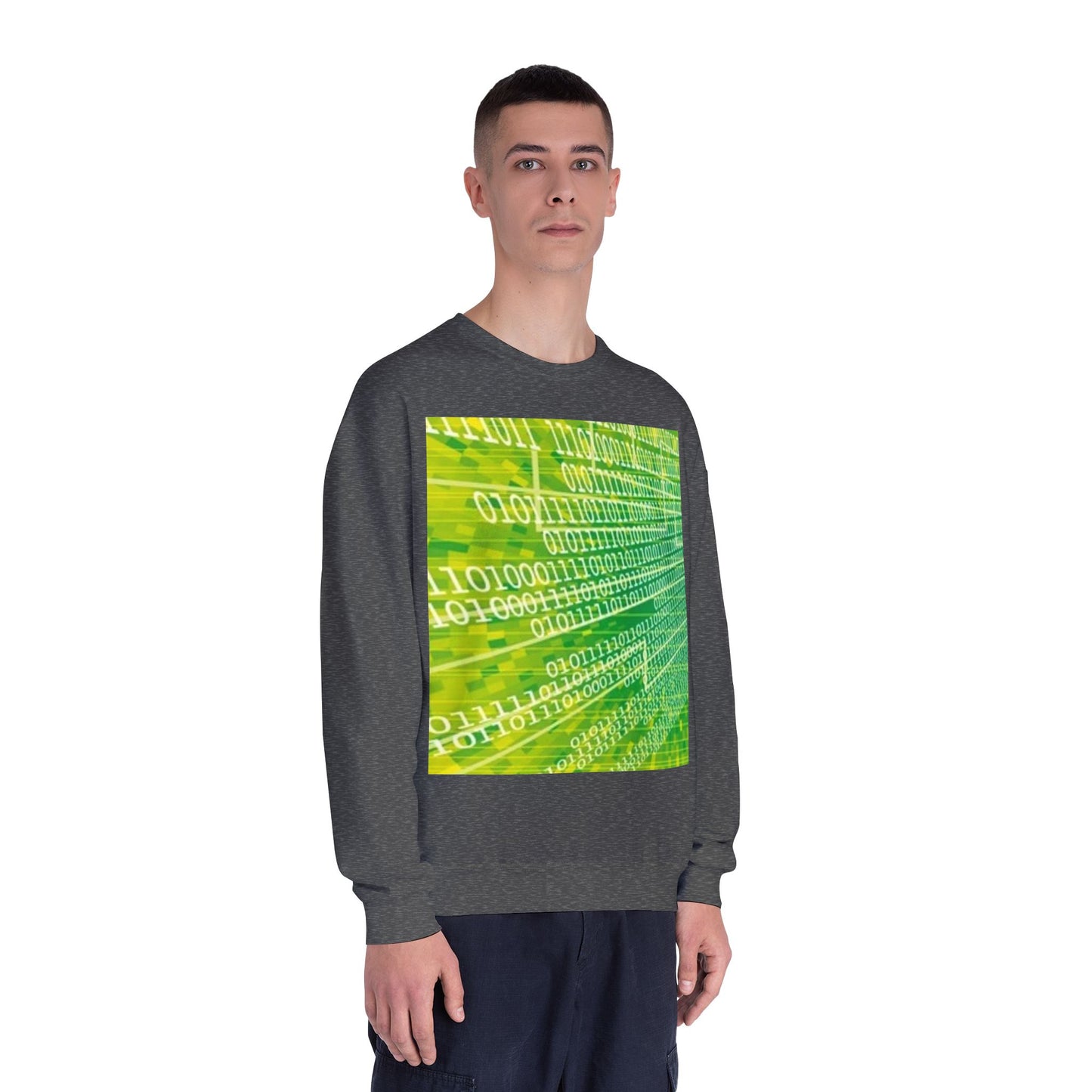 Binary Code Inspired Unisex Crewneck Sweatshirt - Tech Vibe for Cyber Enthusiasts