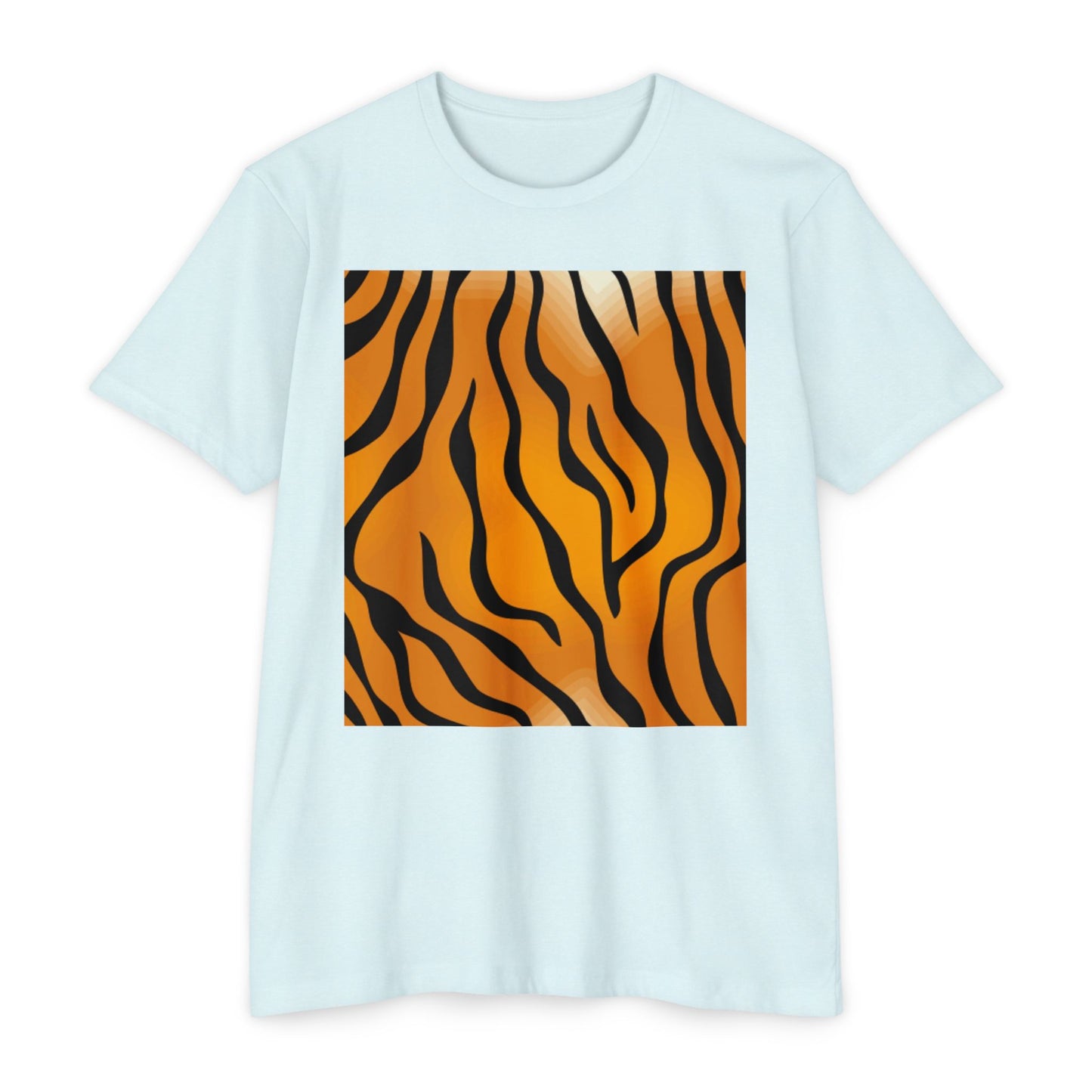 Unisex Tiger Stripe CVC Jersey T-Shirt - Bold Wild Pattern for Casual Wear