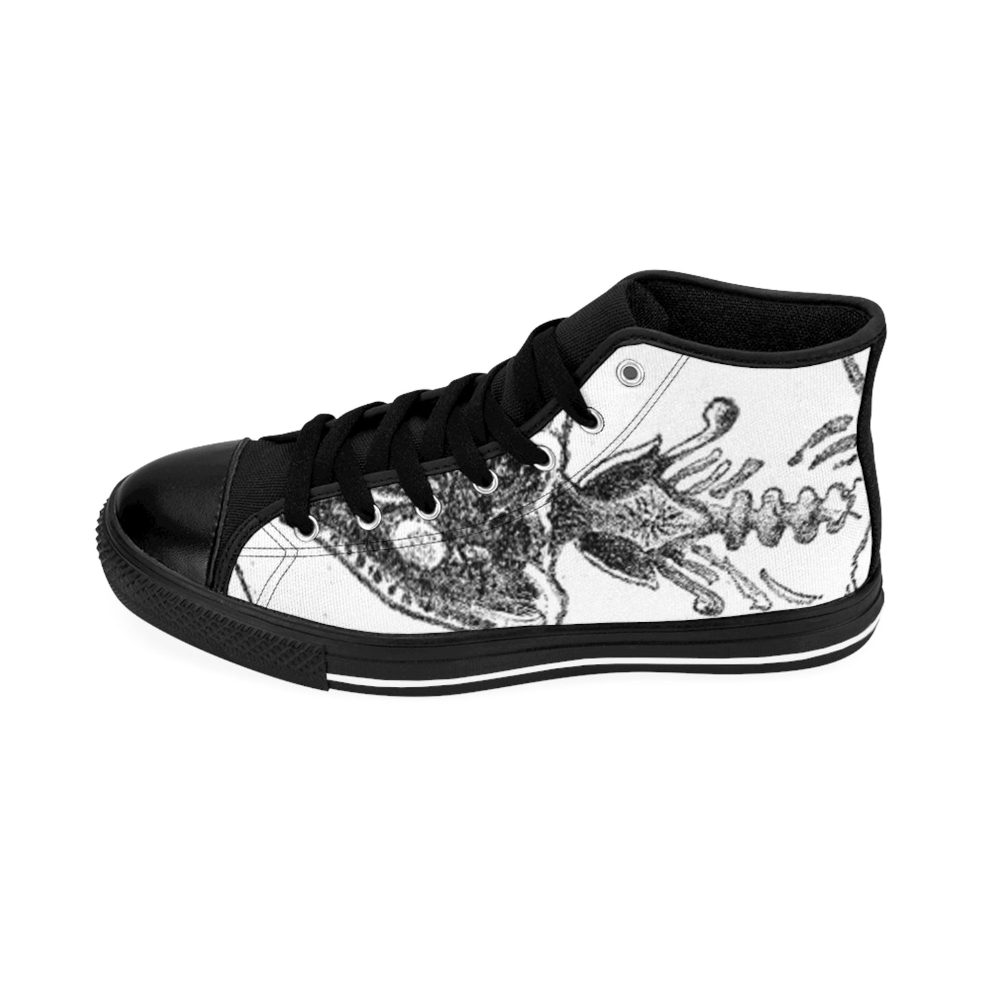 Men's Classic Sneakers with Unique Octopus Design | Trendy Black High-Tops