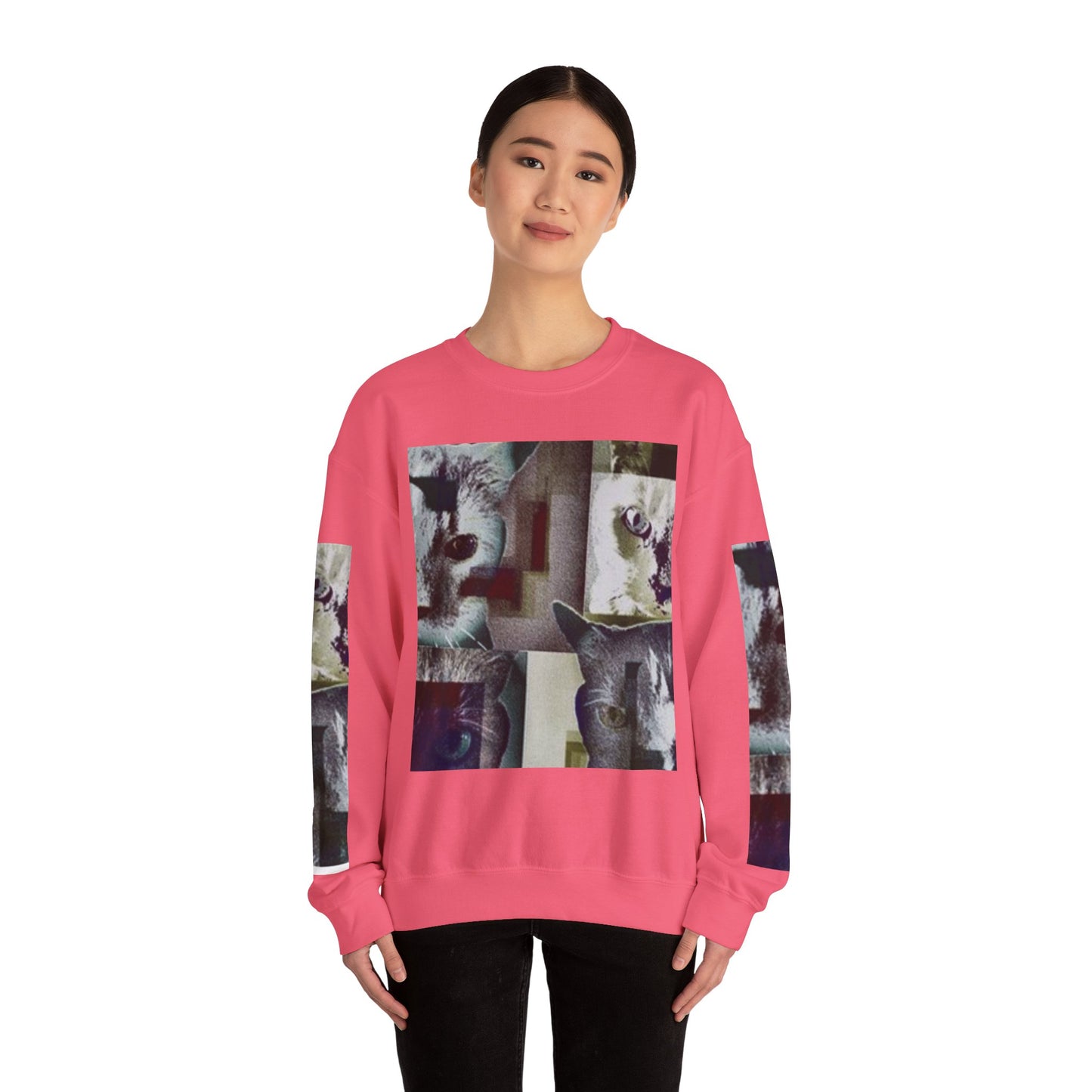 Cozy Cat Lover Crewneck Sweatshirt - Artistic Feline Design