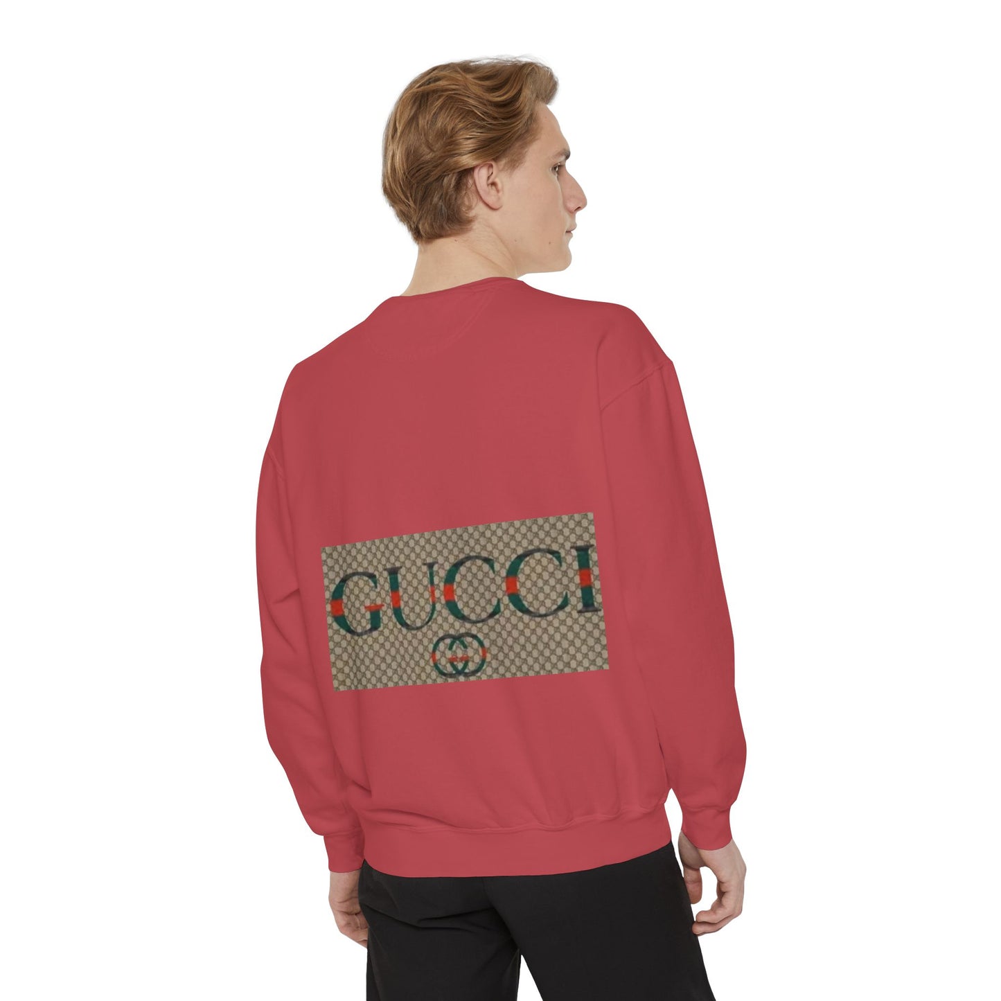 Fashionable Unisex Garment-Dyed Sweatshirt with GUCCI Design