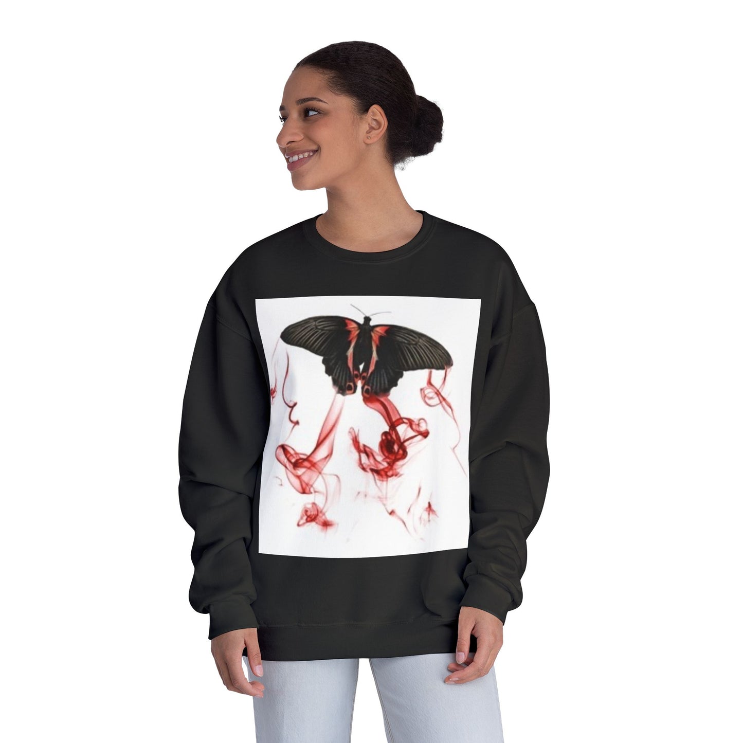 Unisex Crewneck Sweatshirt with Artistic Butterfly Design – Perfect for Fall Style & Gifts