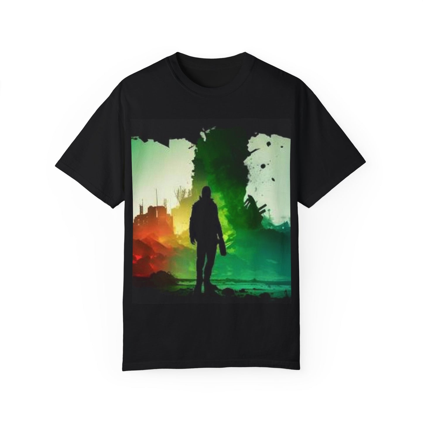 Vintage-Inspired Unisex Garment-Dyed T-Shirt with Artistic Print