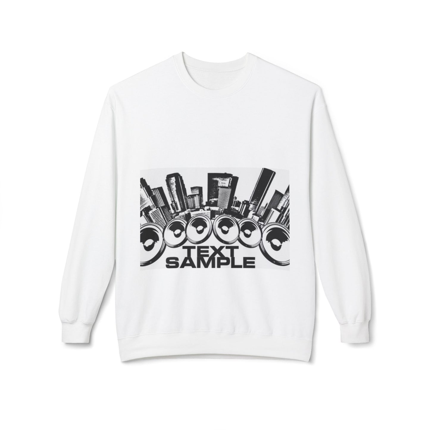 Urban Vibe Sound Wave Crewneck Sweatshirt - Unisex Fleece with Cityscape Design